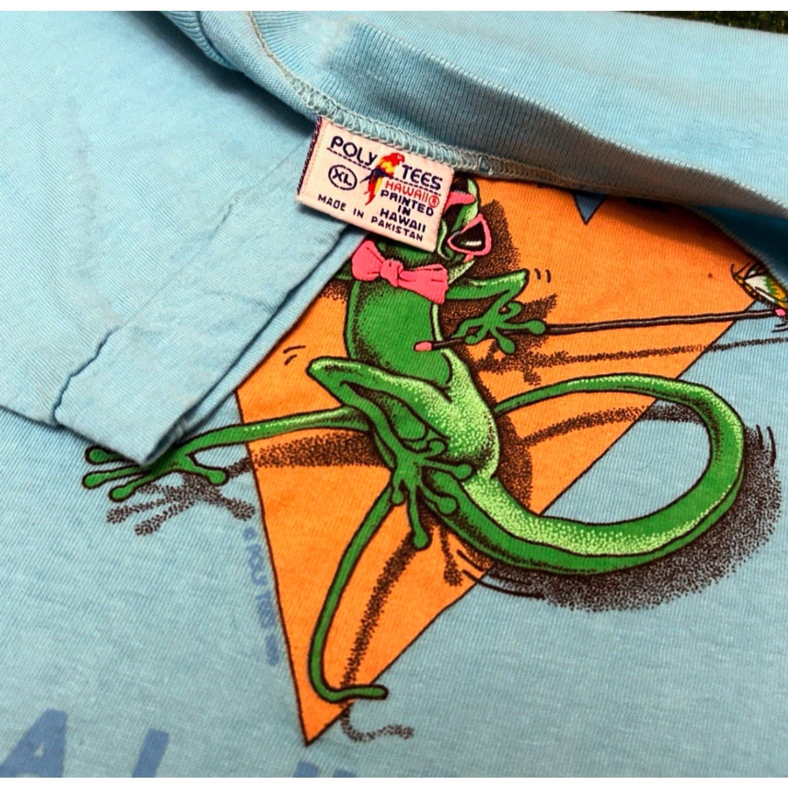 Vintage VINTAGE Gecko Hawaii Gecko Rock VTG Shirt Mens XL Surf Skate 80s 90s Blue Short Sleeve T-Shirt Size US XL / EU 56 / 4 - 2 Thumbnail