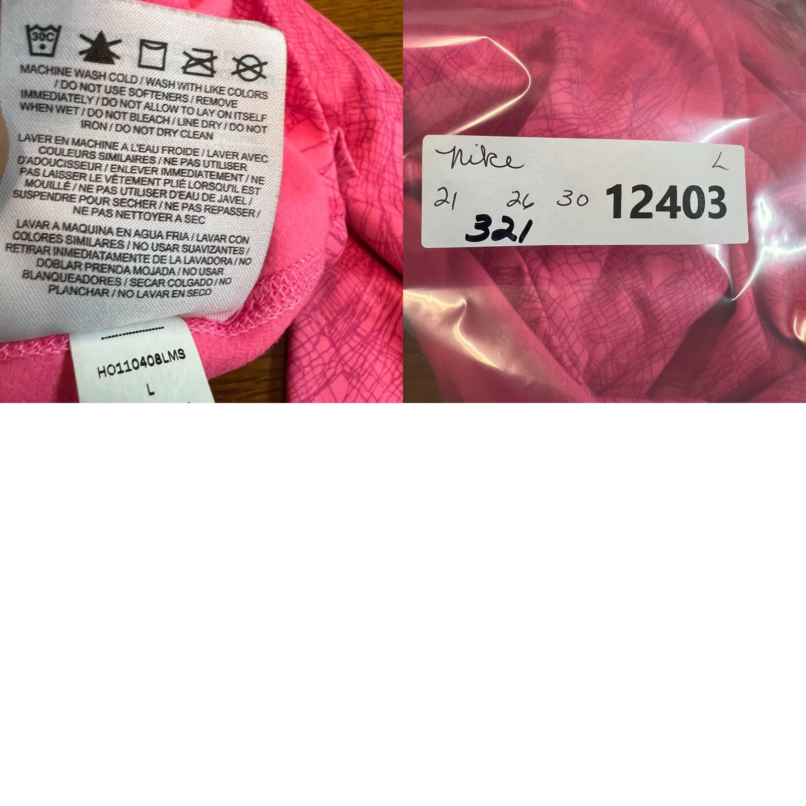 Nike Nike Pro Combat Fitted Top Womens L Pink Long Sleeve Geometric Print Size L / US 10 / IT 46 - 8 Thumbnail