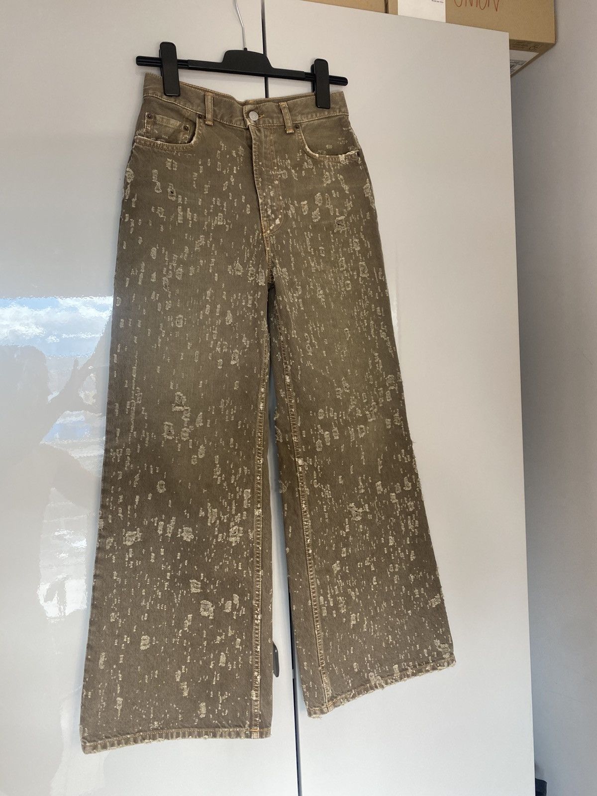 Acne Studios 2022 Moth Brown distressed denim pants