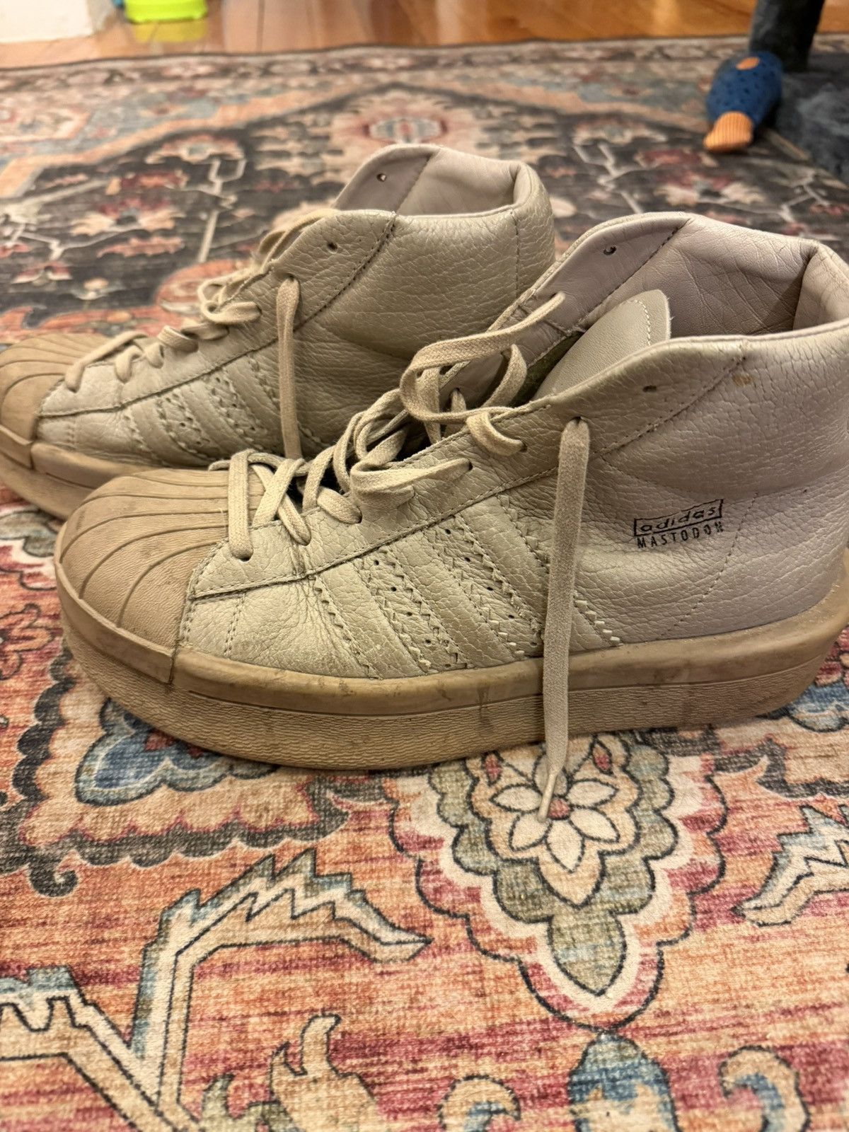 Adidas × Rick Owens Rick Owens x Adidas Pearl Pebbled Leather Mastodon Sneakers Size US 9 / EU 42 - 1 Thumbnail