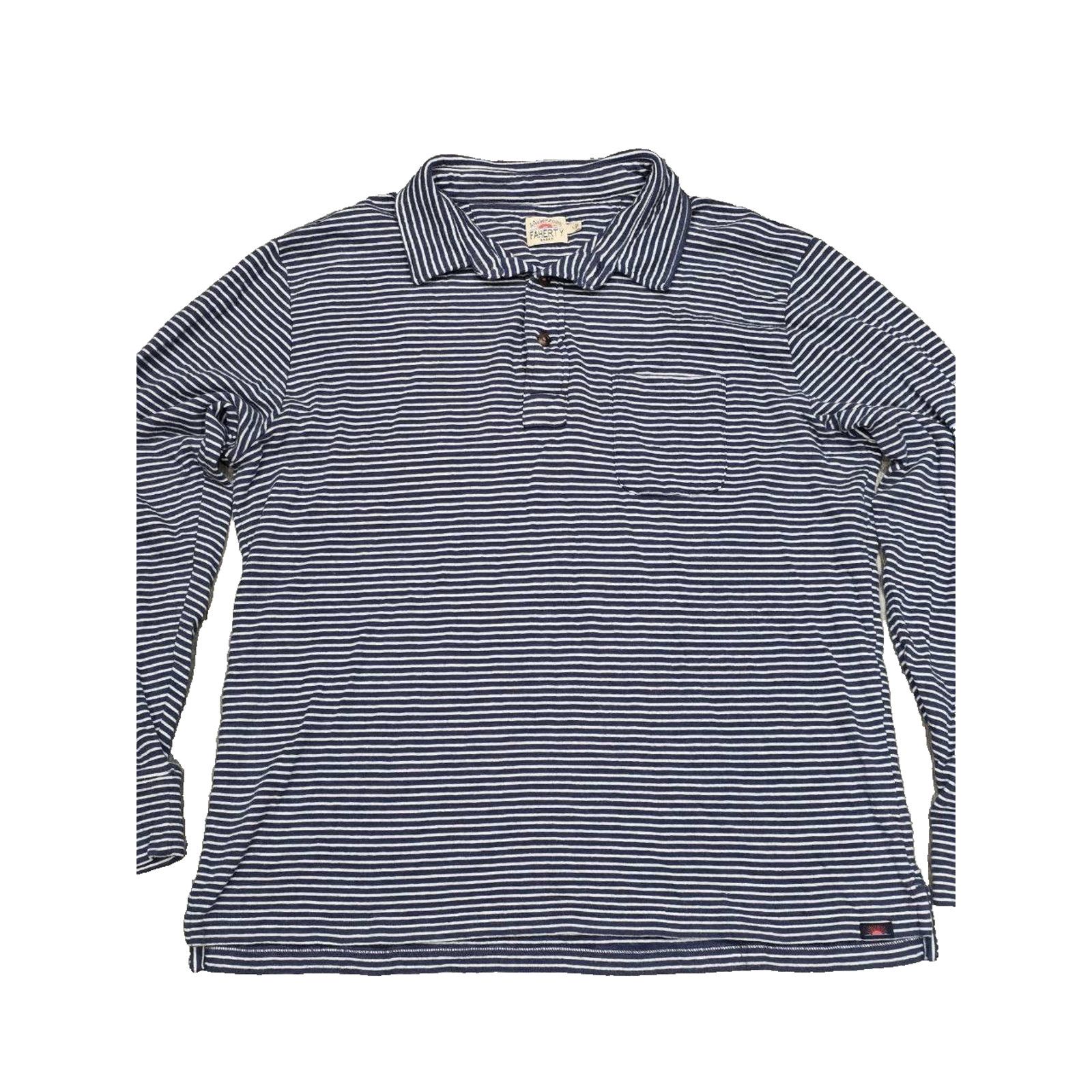 Faherty FAHERTY Luxembourg Shirt Navy Cream Stripe L A003339 Size US L / EU 52-54 / 3 - 3 Thumbnail