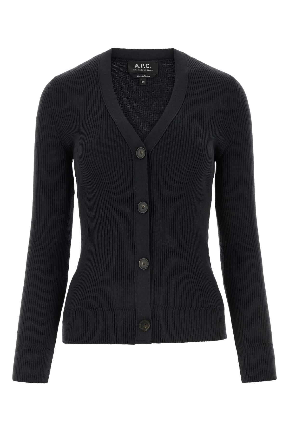 image of A P C Dark Grey Cotton Grace Cardigan, Women's (Size XS)