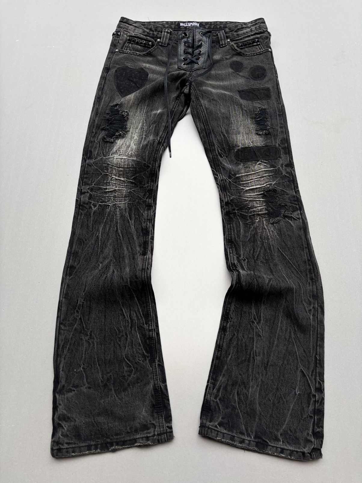 Japanese Brand BUZZSPUNKY lace up flare jeans Size US 28 / EU 44 - 1 Thumbnail