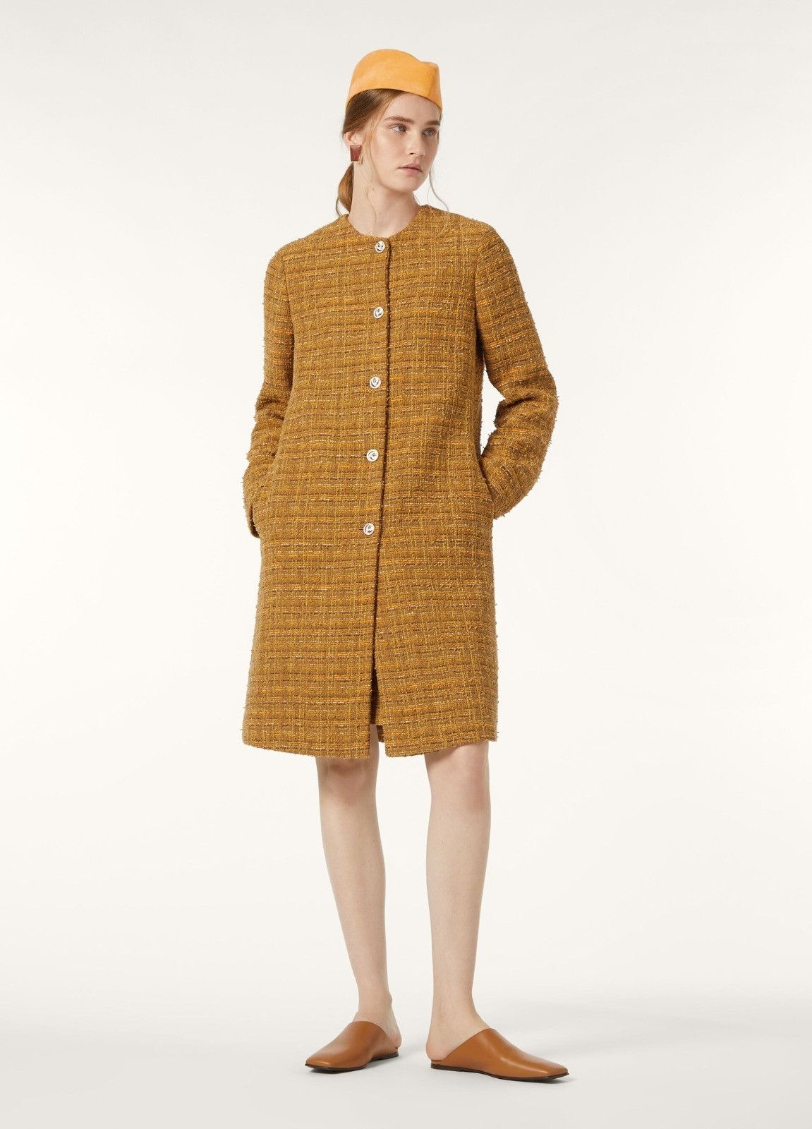 Loro Piana o1srvl11e0526 FAP0394 Oxton Tweed Coat in Mustard Yellow Size XS / US 0-2 / IT 36-38 - 5 Thumbnail