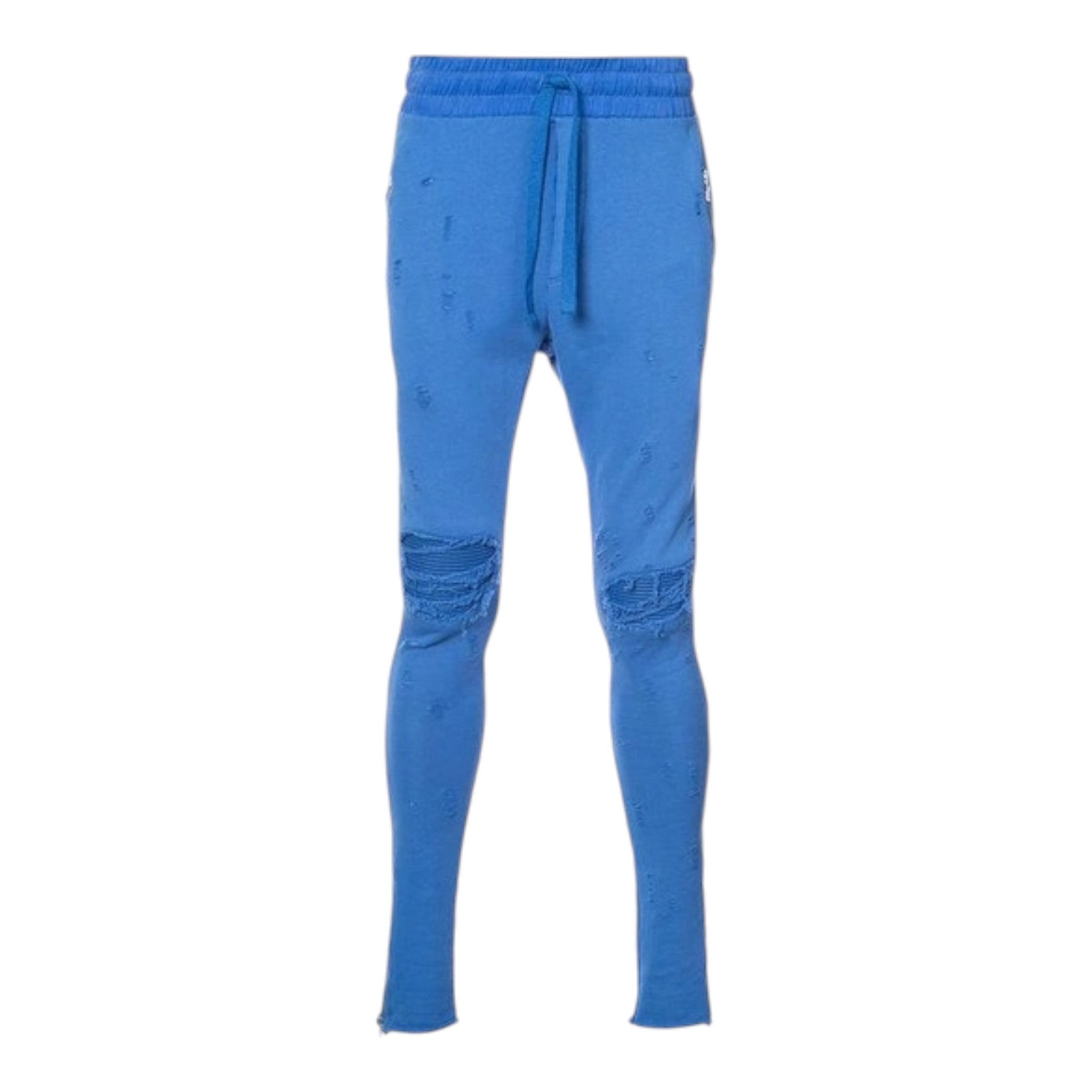 Amiri Amiri MX1 Leather Patch Moto Sweatpants Tonal Royal Blue Size US 33 - 1 Thumbnail