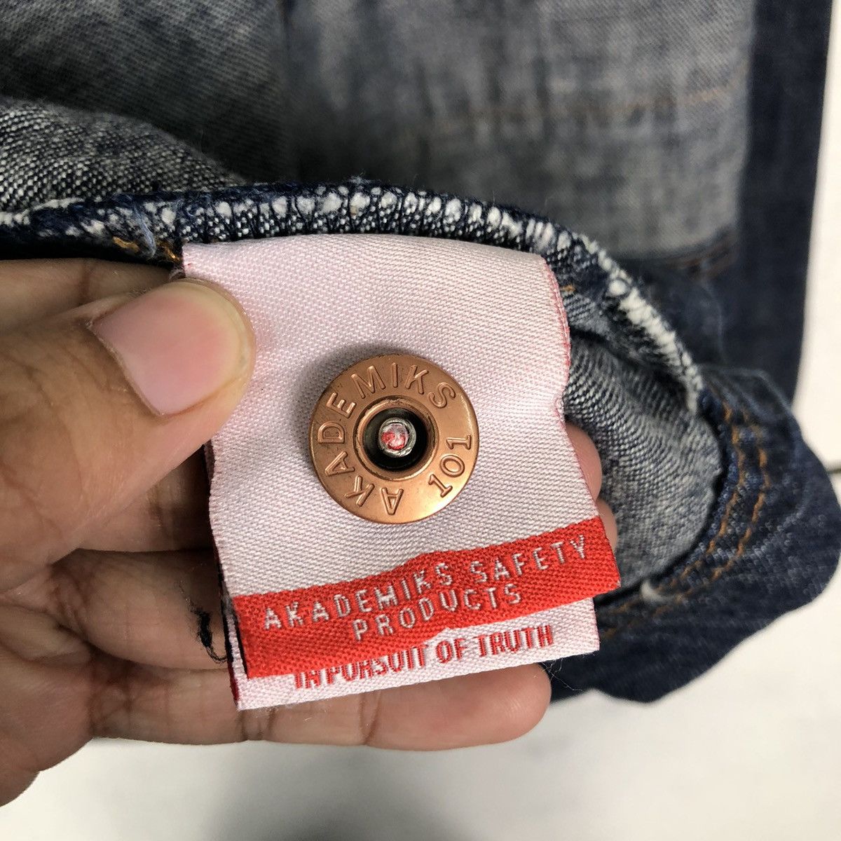 Japanese Brand 🔥Vintage Denim Biker Jacket Akedemiks Gene Research Japan Size US XL / EU 56 / 4 - 24 Thumbnail