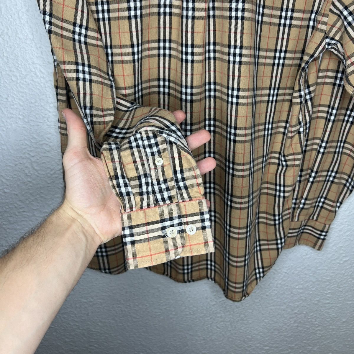 Burberry × Designer × Vintage Vintage Burberry Nova Check Beige Shirt Button Up Beige Size US M / EU 48-50 / 2 - 10 Thumbnail