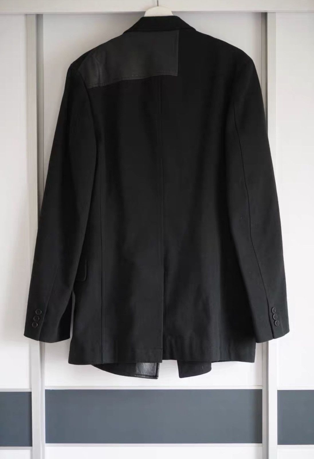 Yohji Yamamoto Yohji Yamamoto 13aw Asymmetric Zip Leather Panel Blazer K4 Size US M / EU 48-50 / 2 - 2 Thumbnail