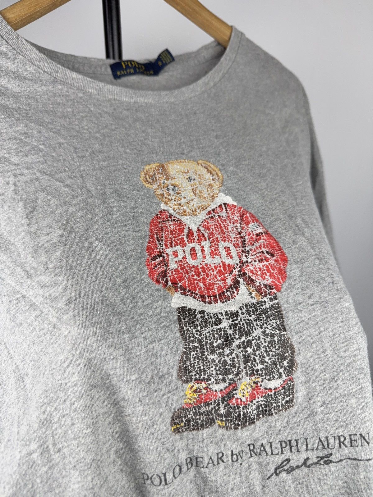 Polo Ralph Lauren Polo Ralph Lauren Distressed Bear Graphic T Shirt Vintage Size US XL / EU 56 / 4 - 4 Thumbnail