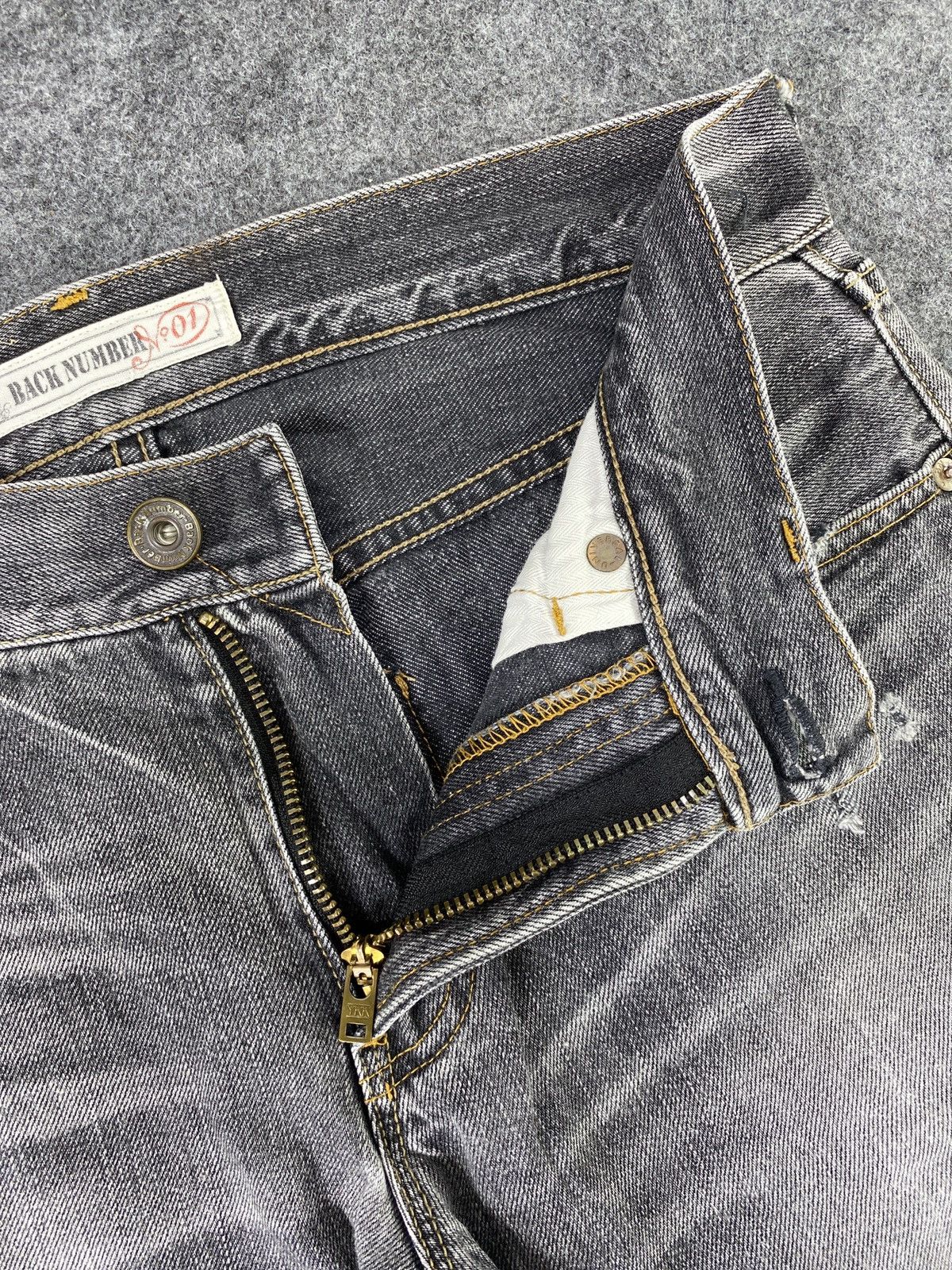 Japanese Brand × Jean Japanese Brand Back Number Faded Black Wash Jeans -J1133 Size US 33 - 7 Thumbnail