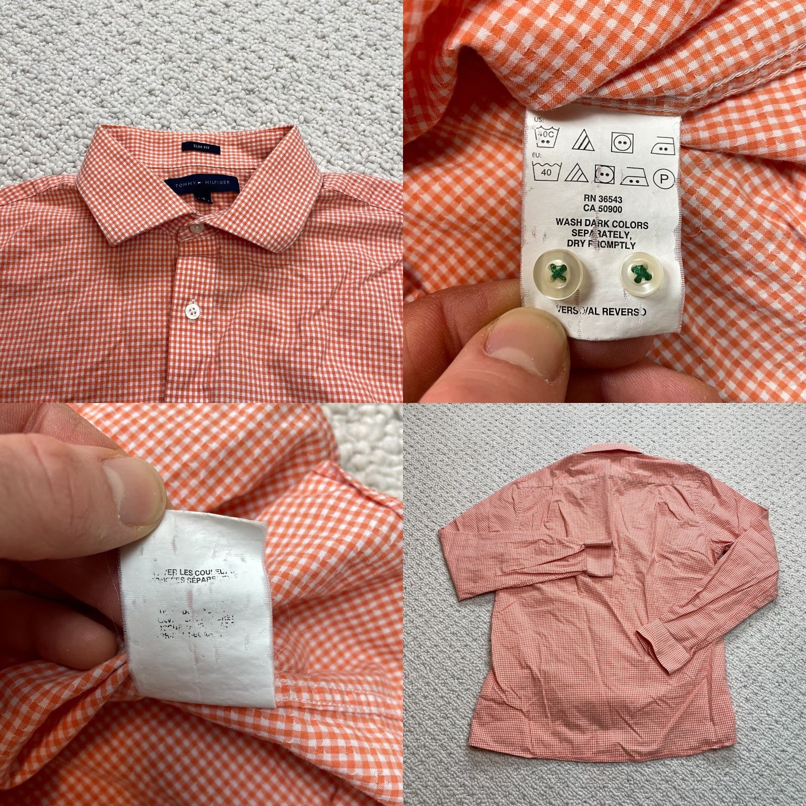 Tommy Hilfiger Tommy Hilfiger Shirt Mens 16 34-35 Orange Check Slim fit Long Sleeve Button Up Size US S / EU 44-46 / 1 - 8 Thumbnail