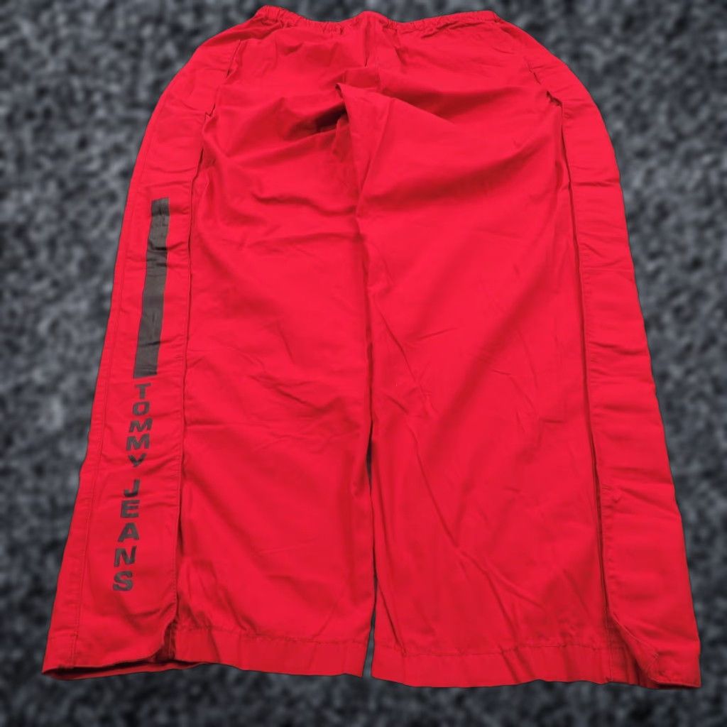 Tommy Hilfiger VINTAGE Tommy Hilfiger Baggy Pants Mens XL Y2K 10" Leg Opening Wide-Leg Grunge Tear Away 90s USA Skater Hip Hop Sports Track Pants Red Size US 36 / EU 52 - 1 Thumbnail