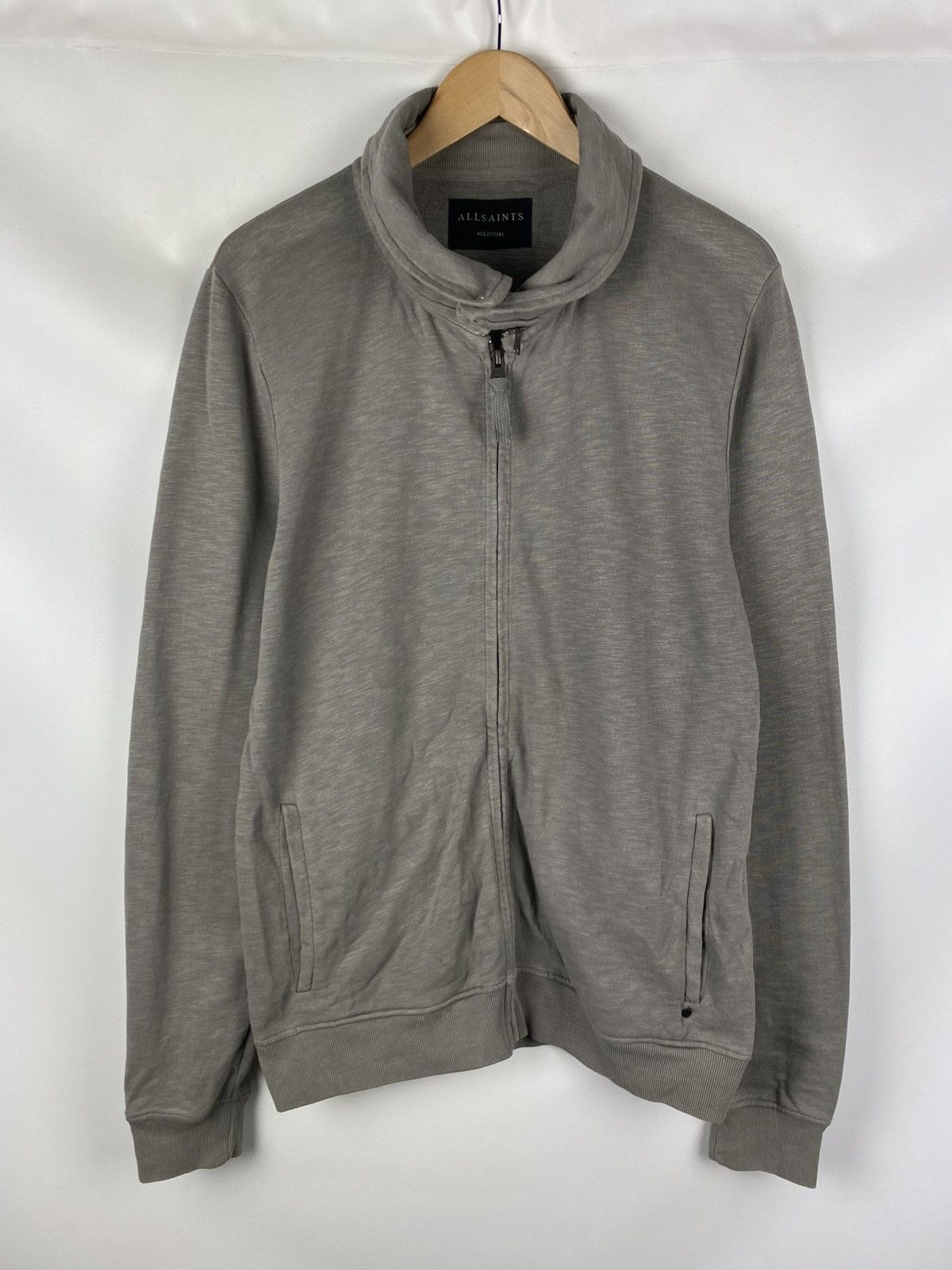 Allsaints Men’s Full Zip Sweatshirt Removable Collar Size M