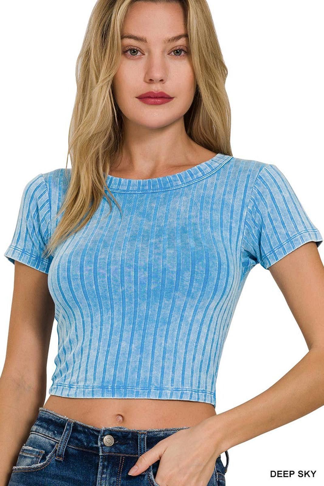 Other Ribbed Short Sleeve Buttery Soft Crop Top Zenana Size S / US 4 / IT 40 - 5 Thumbnail