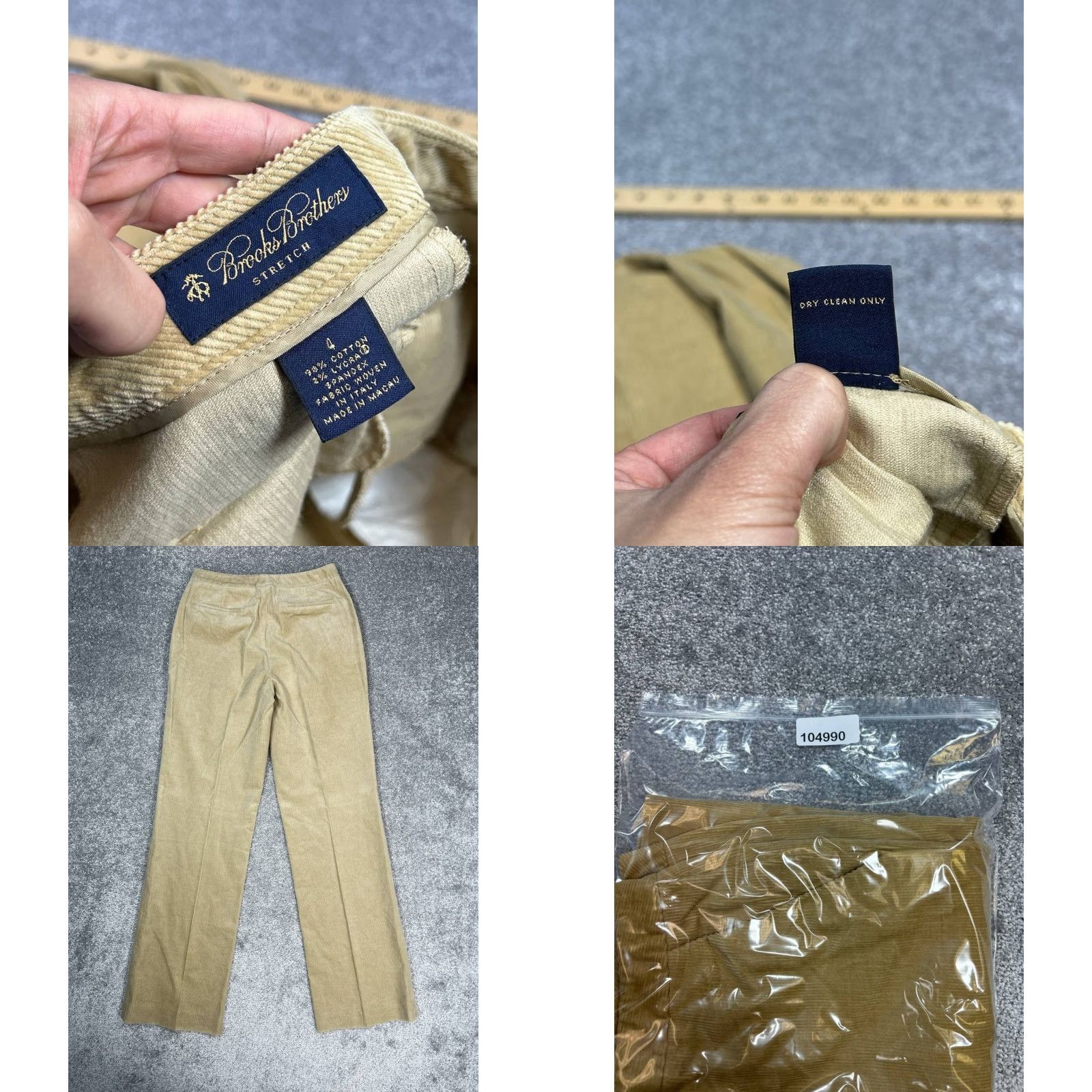 Brooks Brothers Brooks Brothers Corduroy Pants Womens 4 Beige Cotton Wide Leg Mid Rise Stretch Waist 28 Inseam 32 Flat Front Regular Style Dress Pants Vintage No Size 27" / US 4 / IT 40 - 8 Thumbnail