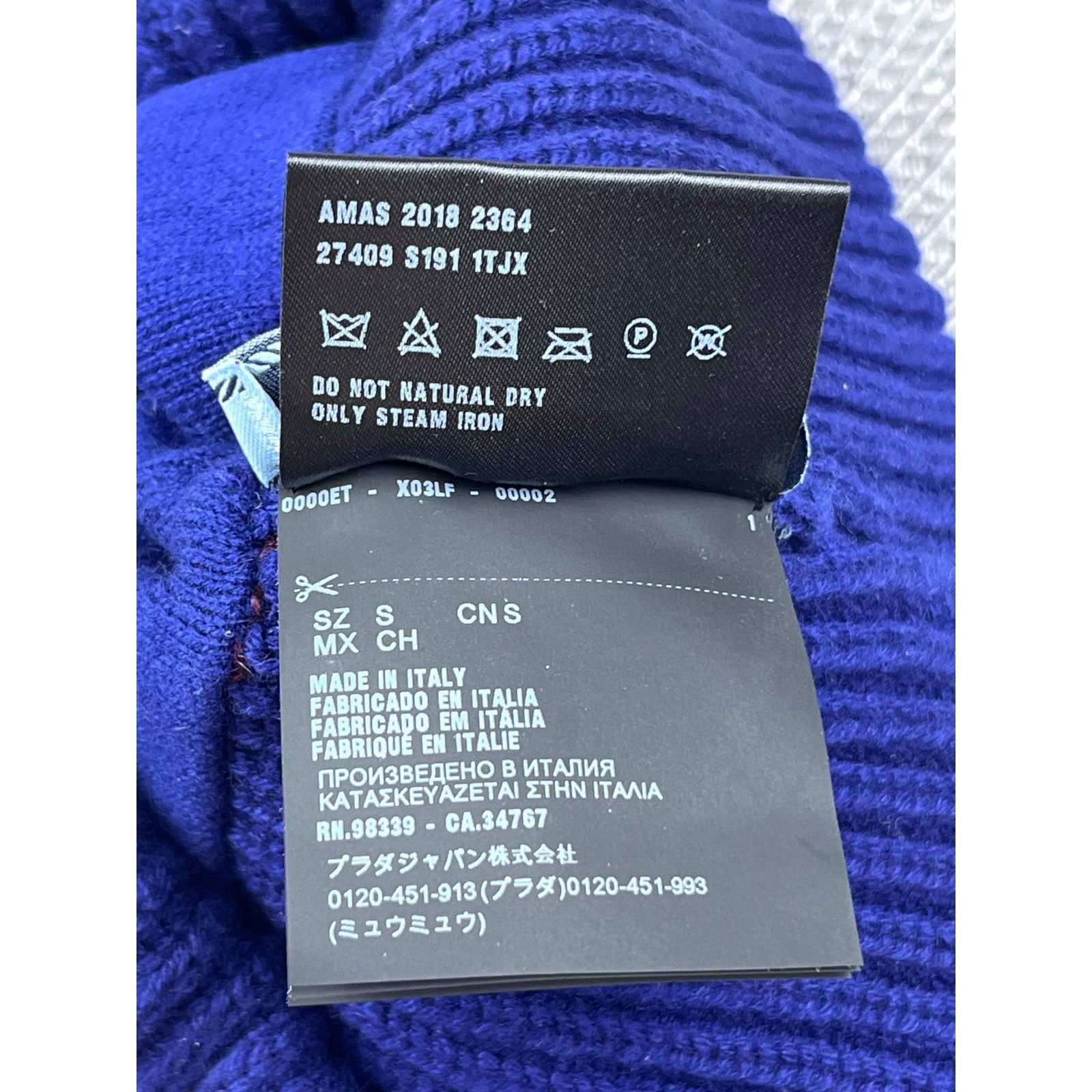 Miu Miu × Prada Prada Striped Intarsia Knit Logo Beanie Hat cashmere Italy Size ONE SIZE - 8 Thumbnail