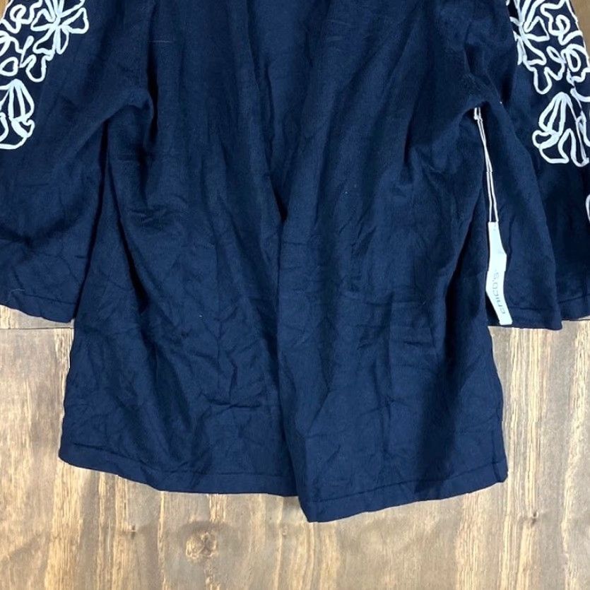 Vintage Chicos Sweater Women Navy Soutache Embroidered Open Front 3/4 Sleeve M Cardigan Knit Lightweight All Seasons Casual Formal Workwear Size M / US 6-8 / IT 42-44 - 3 Thumbnail