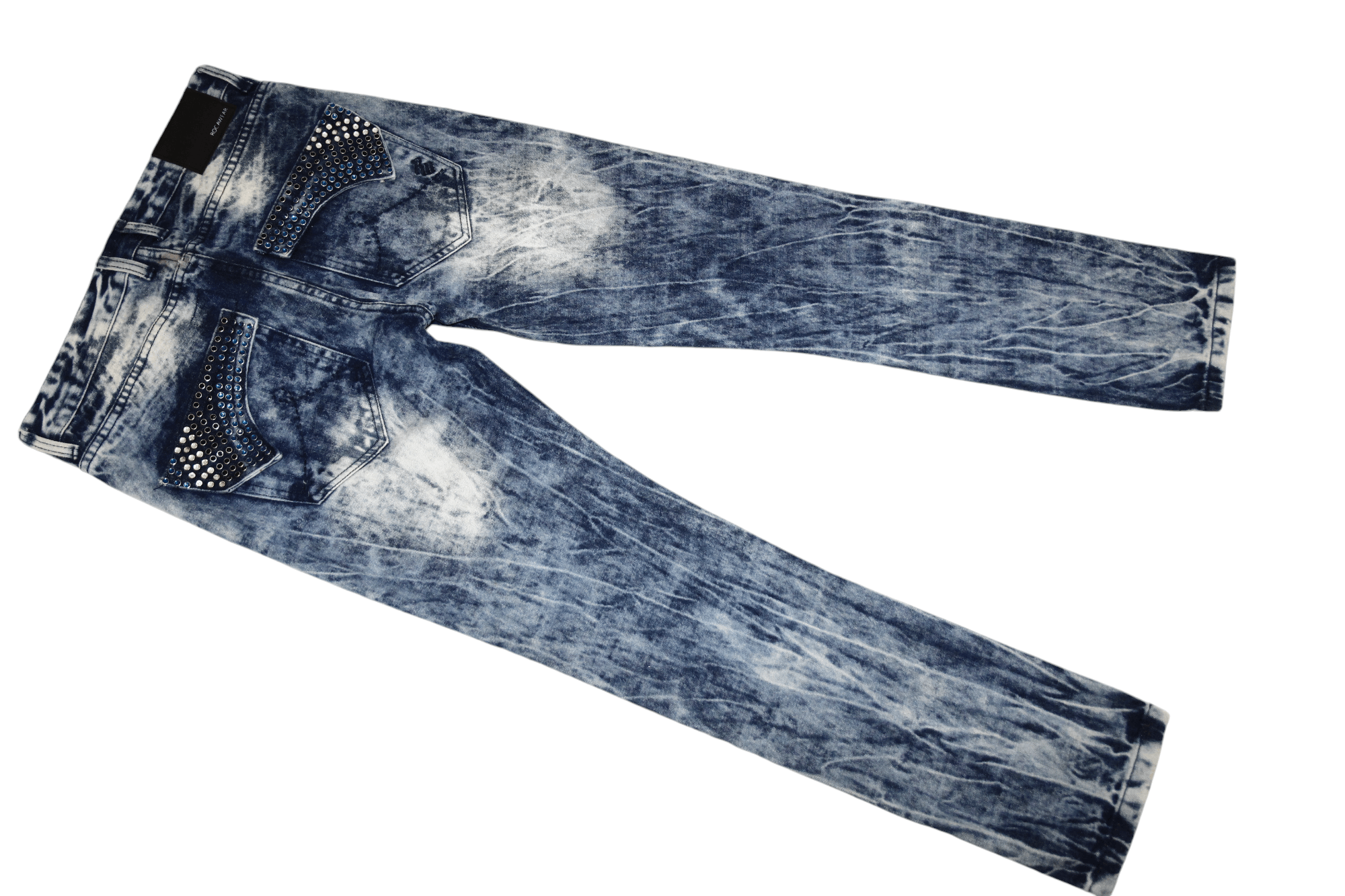 Rocawear 🔥Rockawear Dark Acid Wash Distressed Jeans Rhinestones Trim Size US 34 / EU 50 - 6 Thumbnail