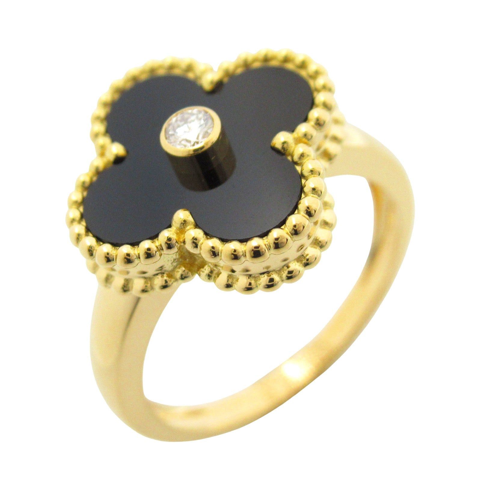 Van Cleef & Arpels Van Cleef Arpels Alhambra Ring Onyx K18 (Yellow Gold) Black Size ONE SIZE - 1 Thumbnail