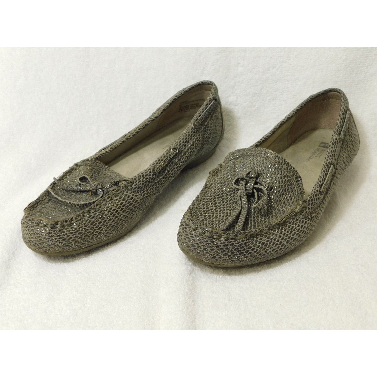 Other White Mountain Gray Gold Sparkle Snake Skin Flat Shoes - 7 M Size US 7 / IT 37 - 2 Thumbnail