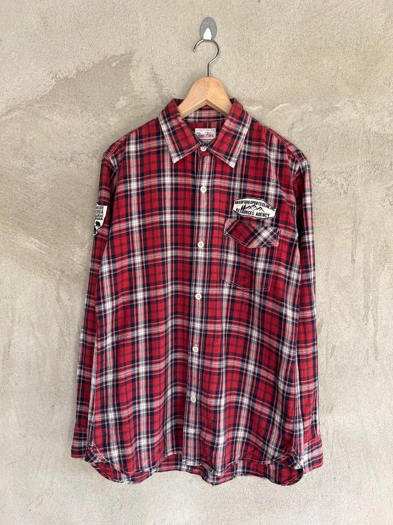 Japanese Brand Japanese Brand Time Flies Plaid Tartan Flannel Shirt 👕 Size US M / EU 48-50 / 2 - 2 Thumbnail
