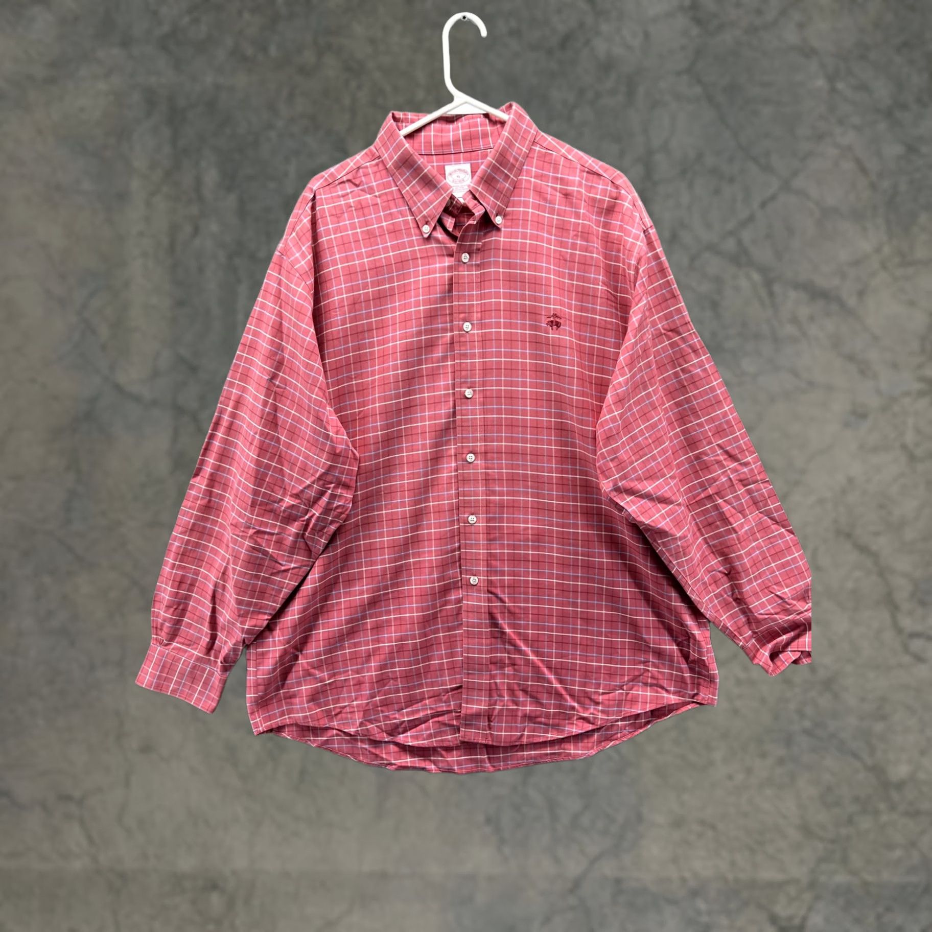 Brooks Brothers Brooks Brothers Dress Shirt Mens XL Red Plaid Non Iron Supima Cotton Long Sleeve Size 46R - 1 Thumbnail