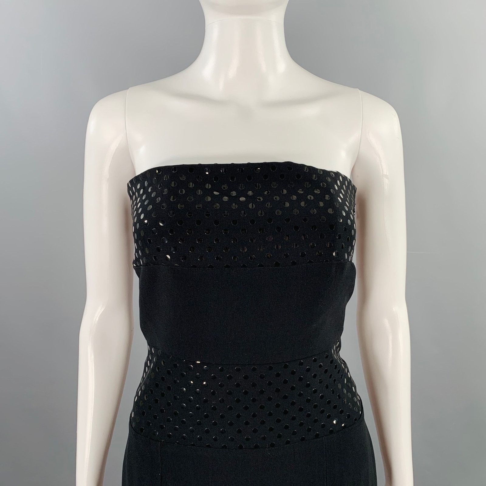Other GEORGES RECH 2 Black Viscose Blend Dots Strapless Long Dress Size S / US 4 / IT 40 - 2 Thumbnail