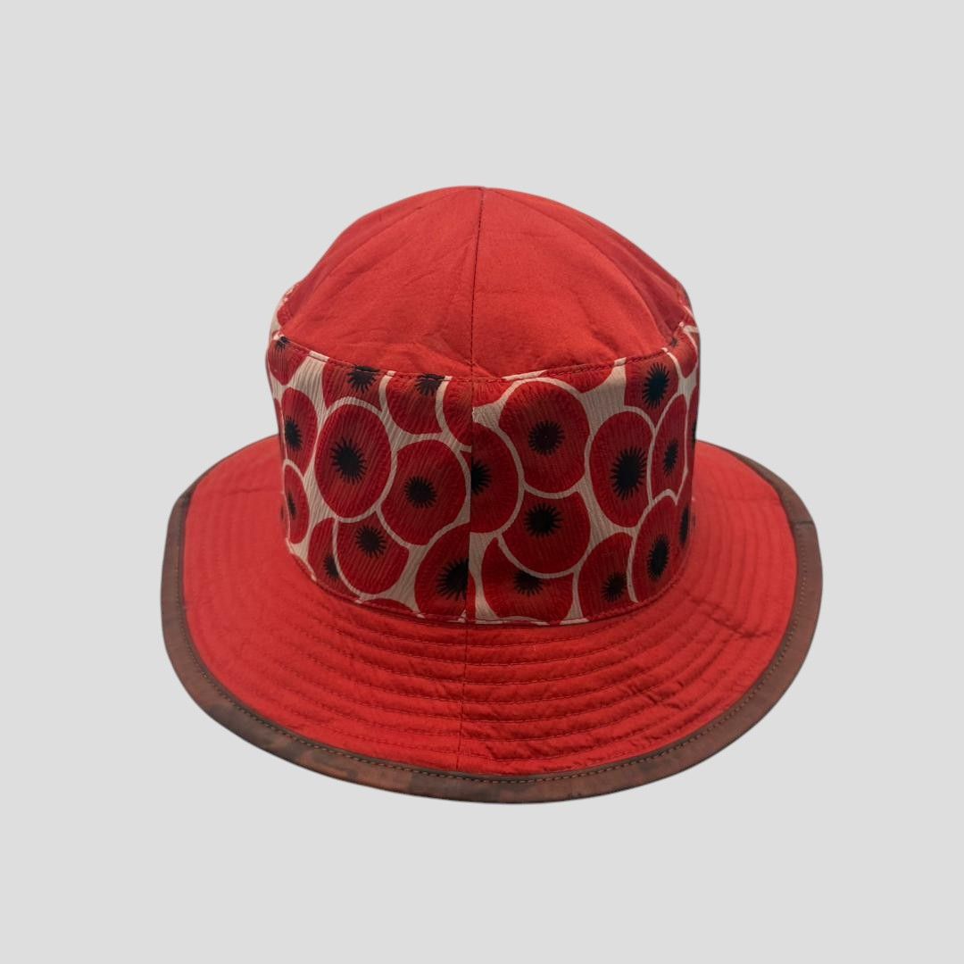 Hermes Vintage HERMES Red Orange Poppi Design Bucket Hat Size 58 Size ONE SIZE - 5 Thumbnail