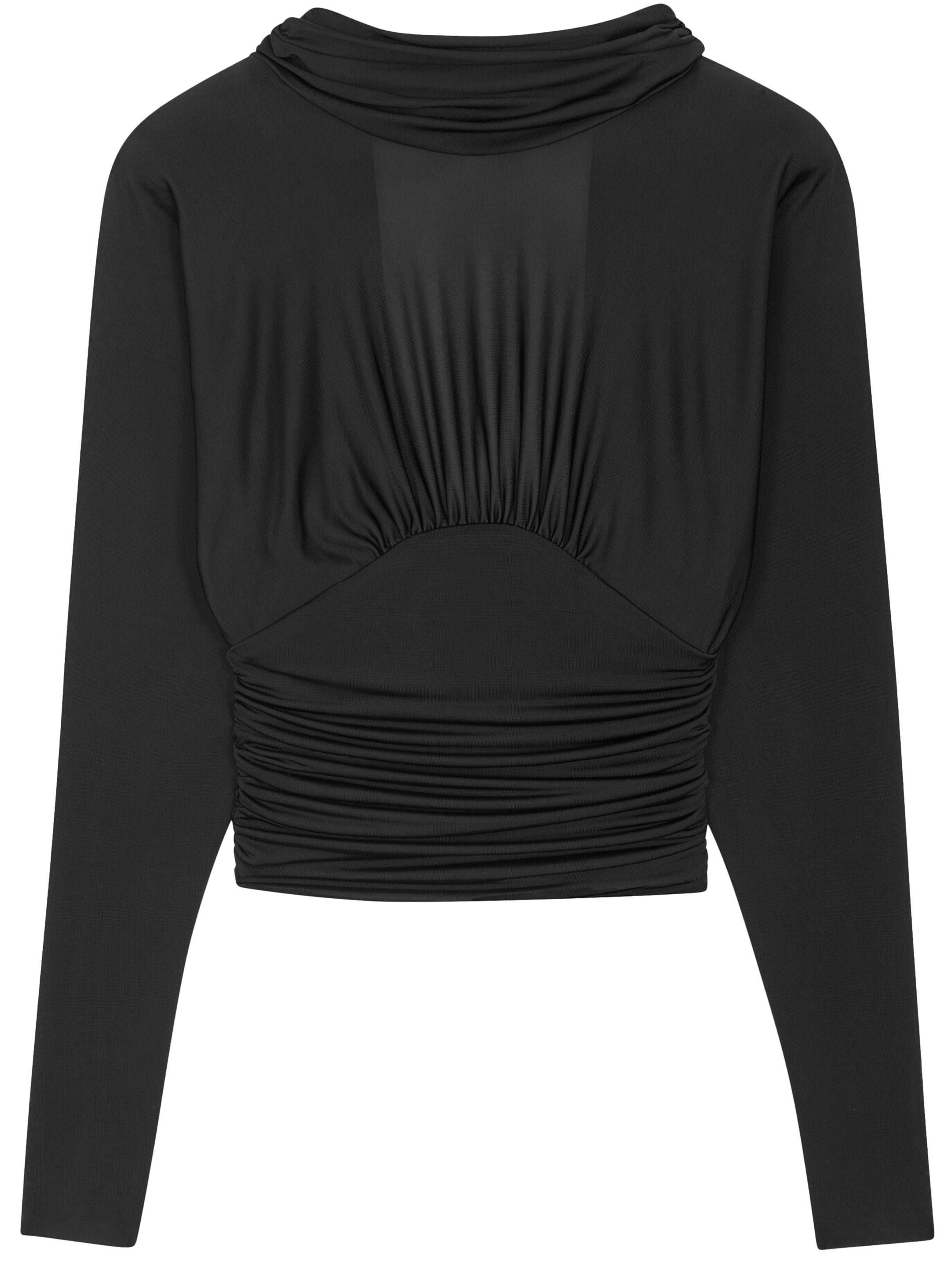 Saint Laurent Paris o1s1wg110924 Long-Sleeved Top Shiny Jersey Blouses in Black Size S / US 4 / IT 40 - 1 Thumbnail