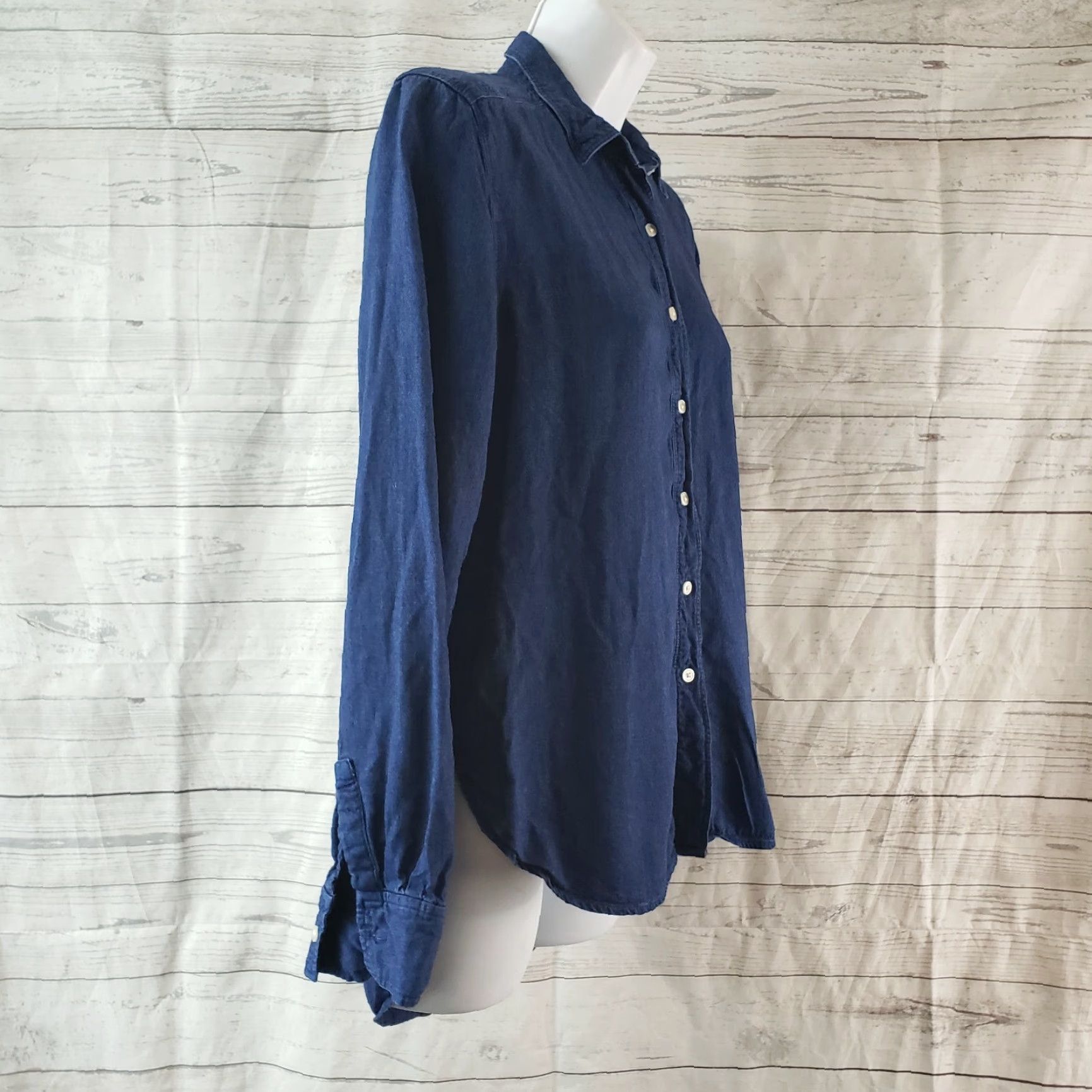 Ann Taylor Ann Taylor LOFT Shirt Womens Small Blue Long Sleeve Button-Up Rayon Blend Size S / US 4 / IT 40 - 3 Thumbnail