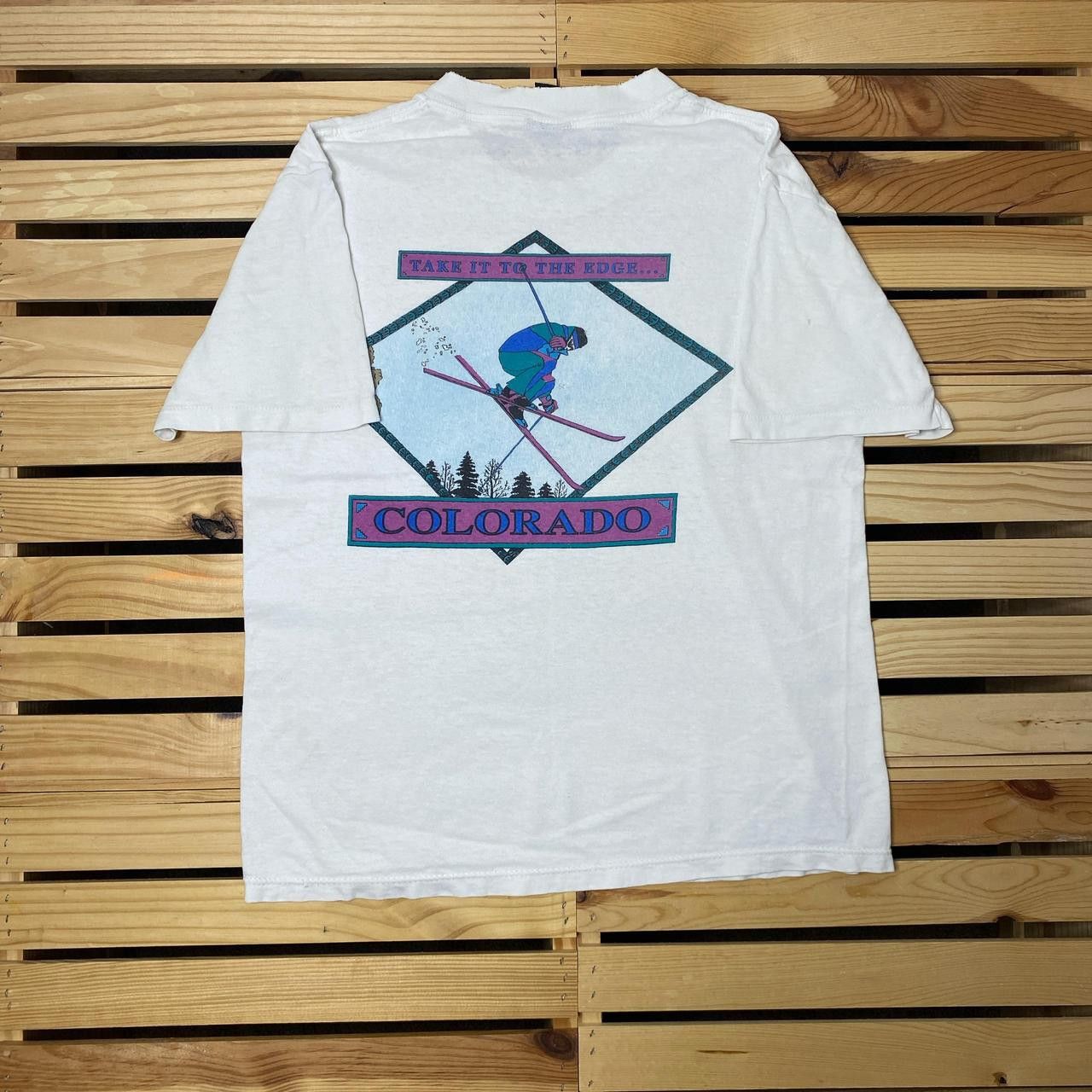 Soffe Vintage Aspen, CO White Thrashed Ski Tee Size Medium Size US M / EU 48-50 / 2 - 1 Thumbnail
