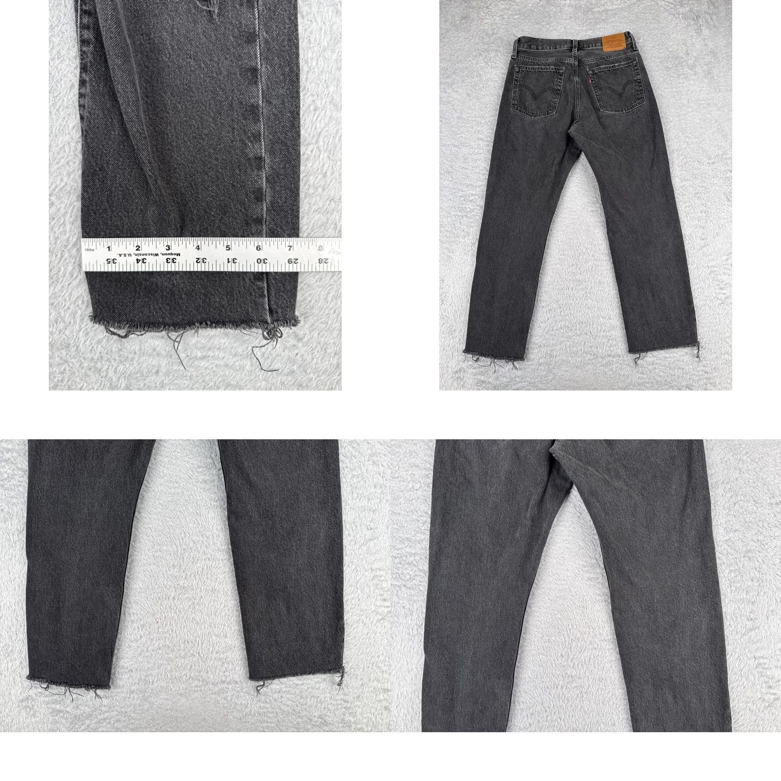 Levi's Levis Premium Jeans Womens 27x25 27 Black Denim Big E Wedgie Straight Distressed Size 27" / US 4 / IT 40 - 10 Thumbnail