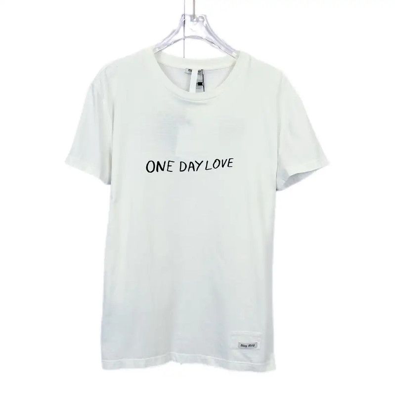 Miu Miu Miu Miu Summer White Cotton T-Shirt 0089 Size M / US 6-8 / IT 42-44 - 1 Thumbnail