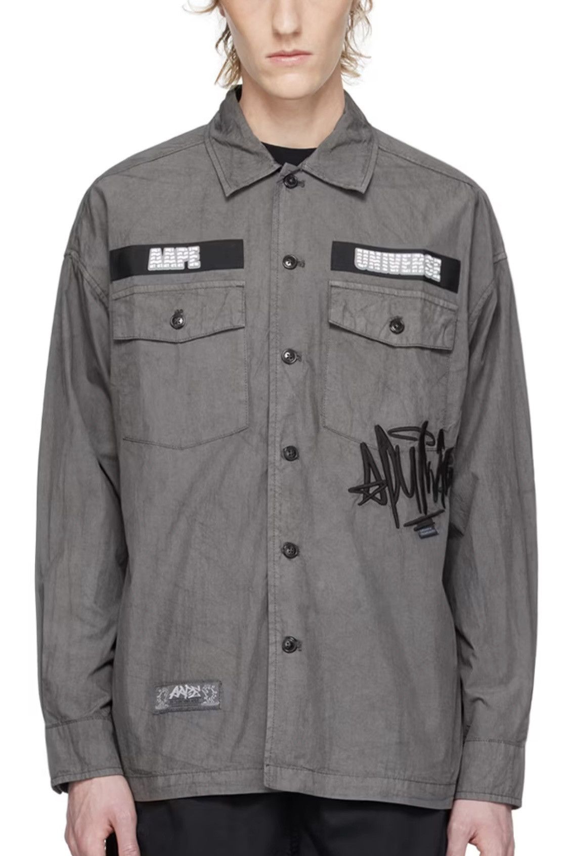 Aape × Bape × Japanese Brand A Bathing Ape Gray Embroidered Shirt Size US M / EU 48-50 / 2 - 1 Thumbnail
