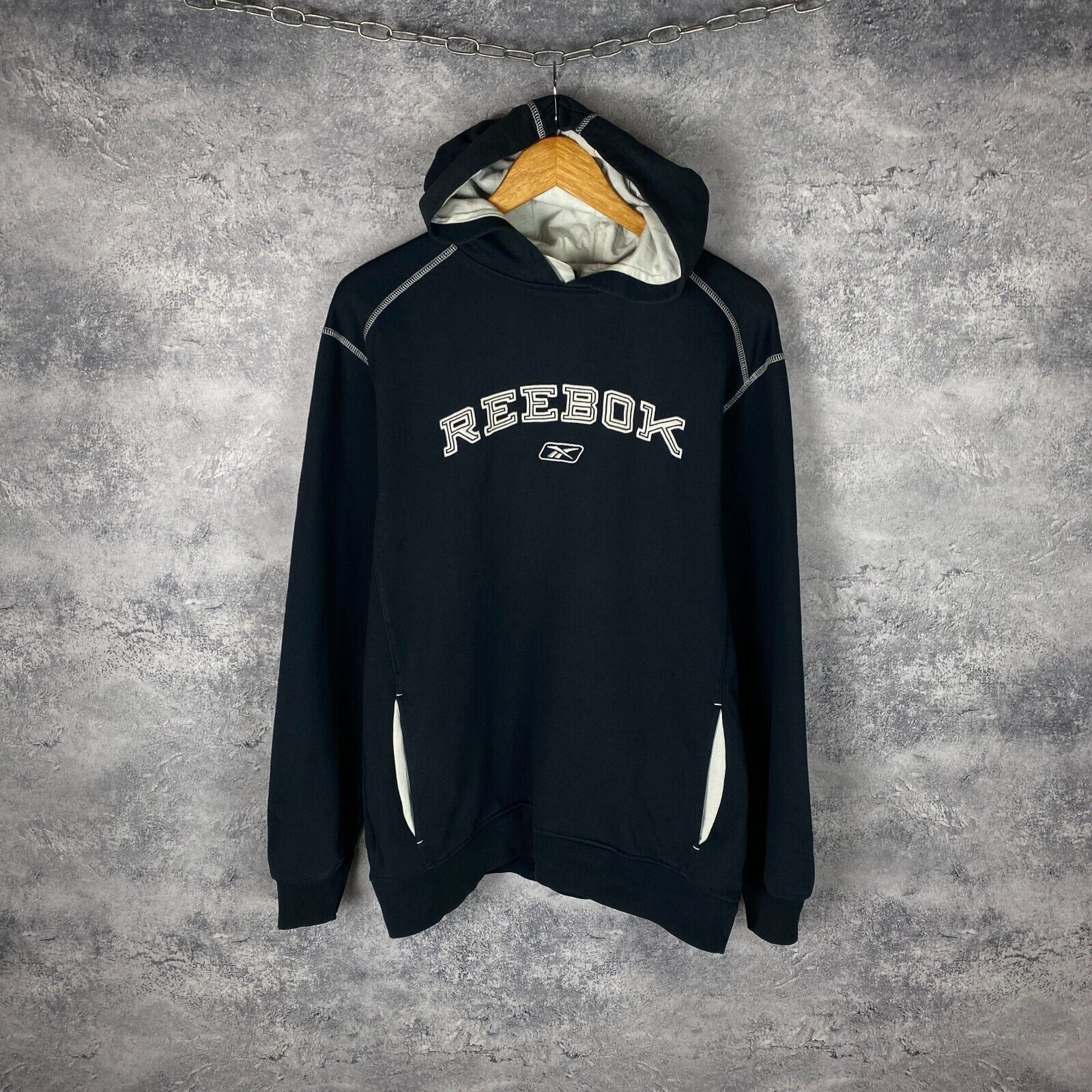 Reebok Reebok Big Logo Vintage Hoodie Men's Size L Blue ` Size US L / EU 52-54 / 3 - 1 Thumbnail