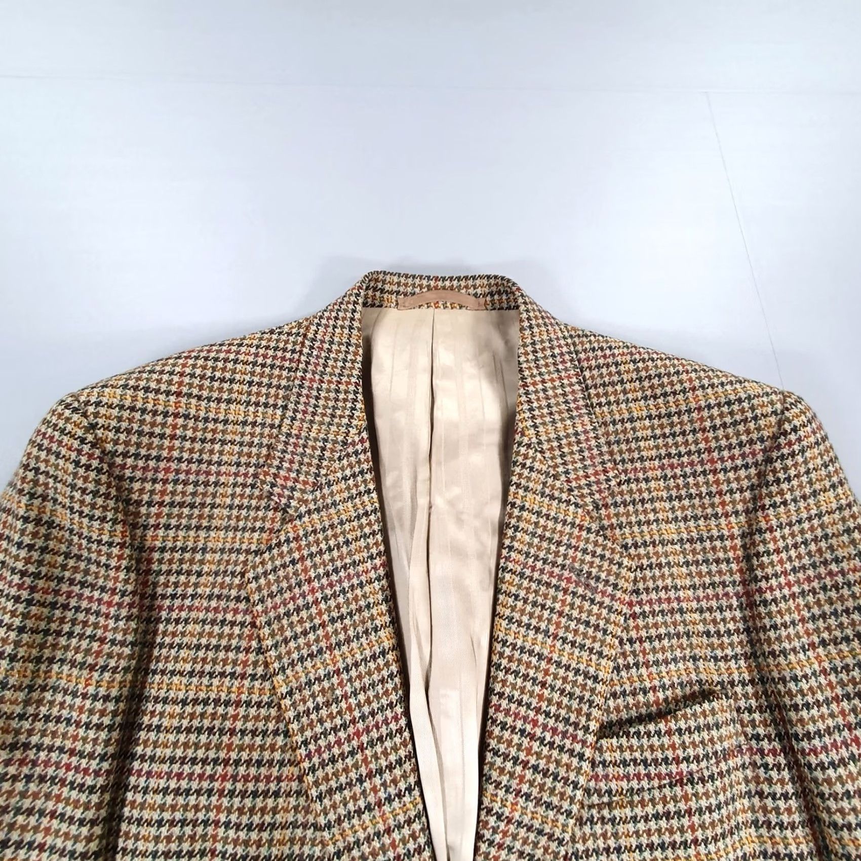 Jaeger VINTAGE Jaeger Mens Tweed Blazer Brown 40 R Check Houndstooth Wool Jacket Classic Mens Size 40R - 2 Thumbnail