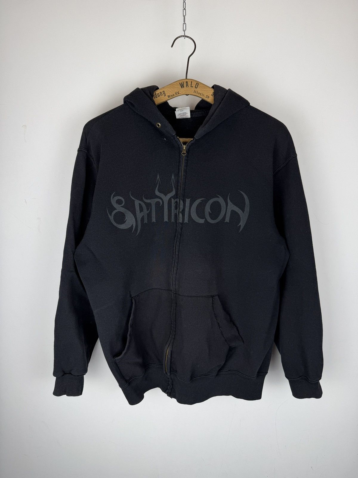 Vintage Satyricon Black Metal Band Zip Hoodie Distressed L