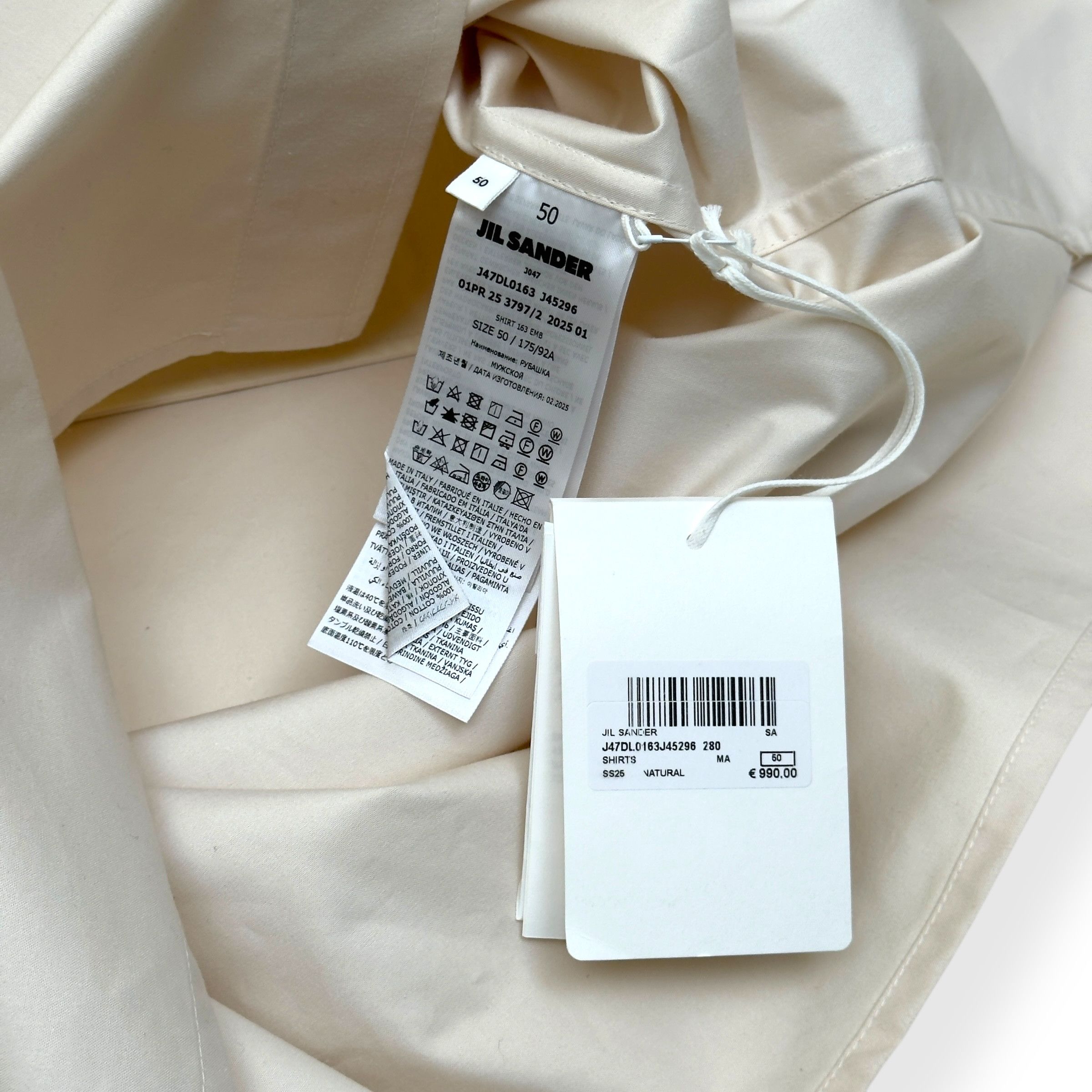 Jil Sander JIL SANDER SS25 FLAP POCKET SHIRT CREAM 50 / L Size US L / EU 52-54 / 3 - 6 Thumbnail