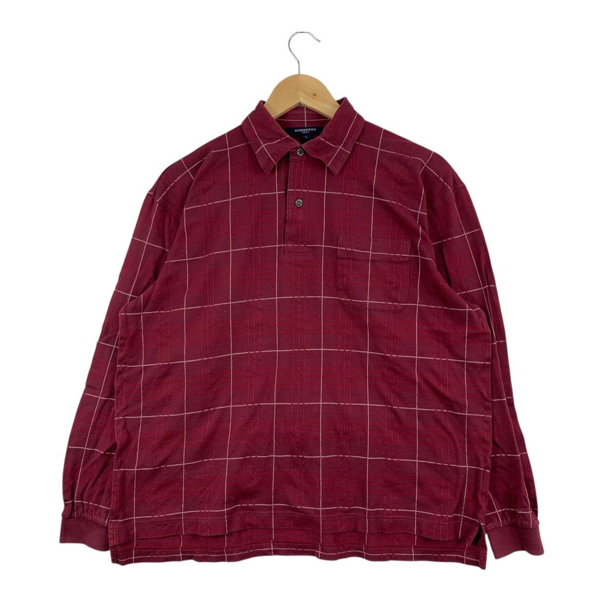 Burberry BURBERRY GOLF Tartan Check Single Pockey Collar Tshirt Size US L / EU 52-54 / 3 - 1 Thumbnail