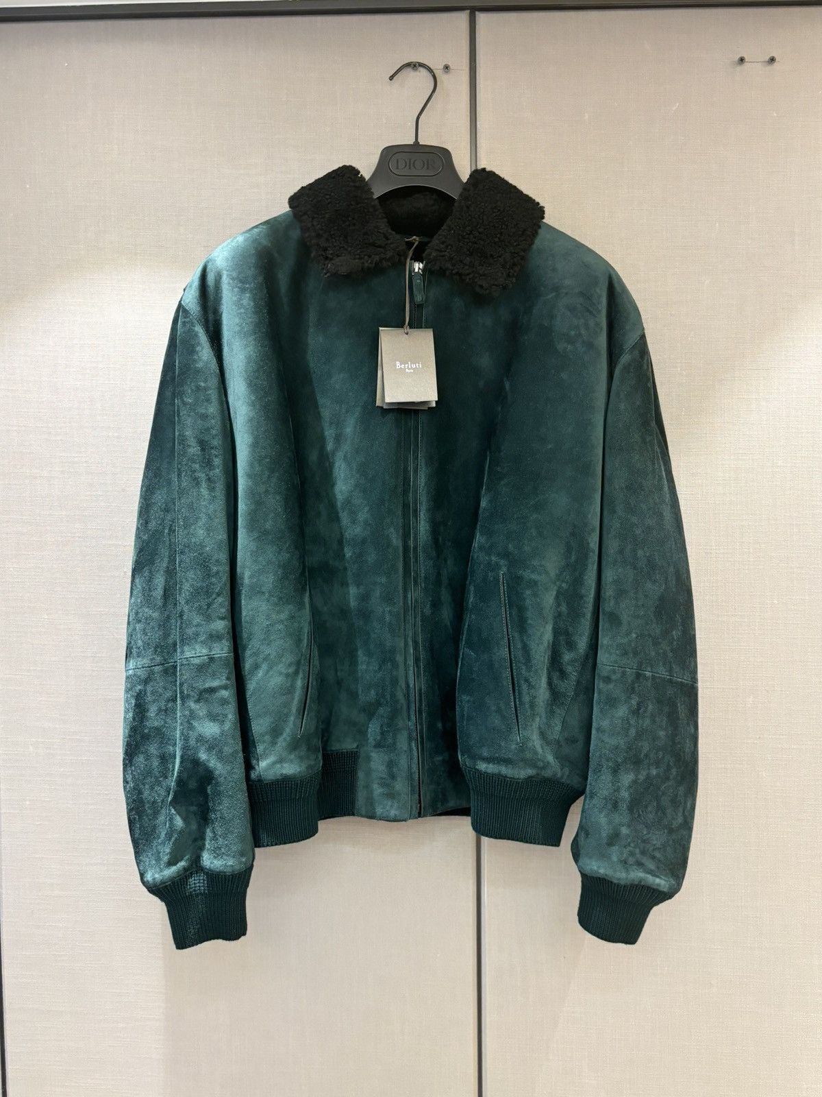 Berluti NWT FW18 Lizard collar Shearling Jacket