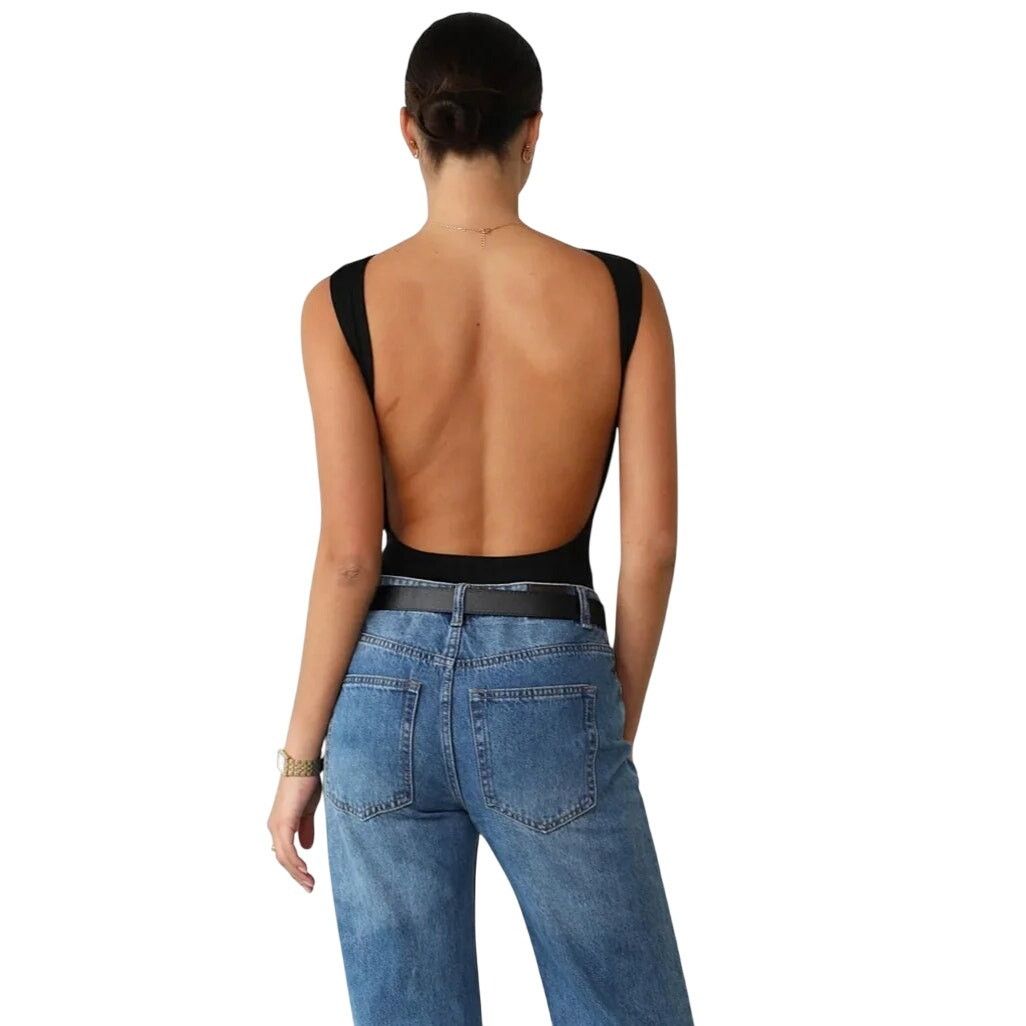 Other Commense Black Open Back Sleeveless Collarless Bodysuit Size L / US 10 / IT 46 - 4 Thumbnail