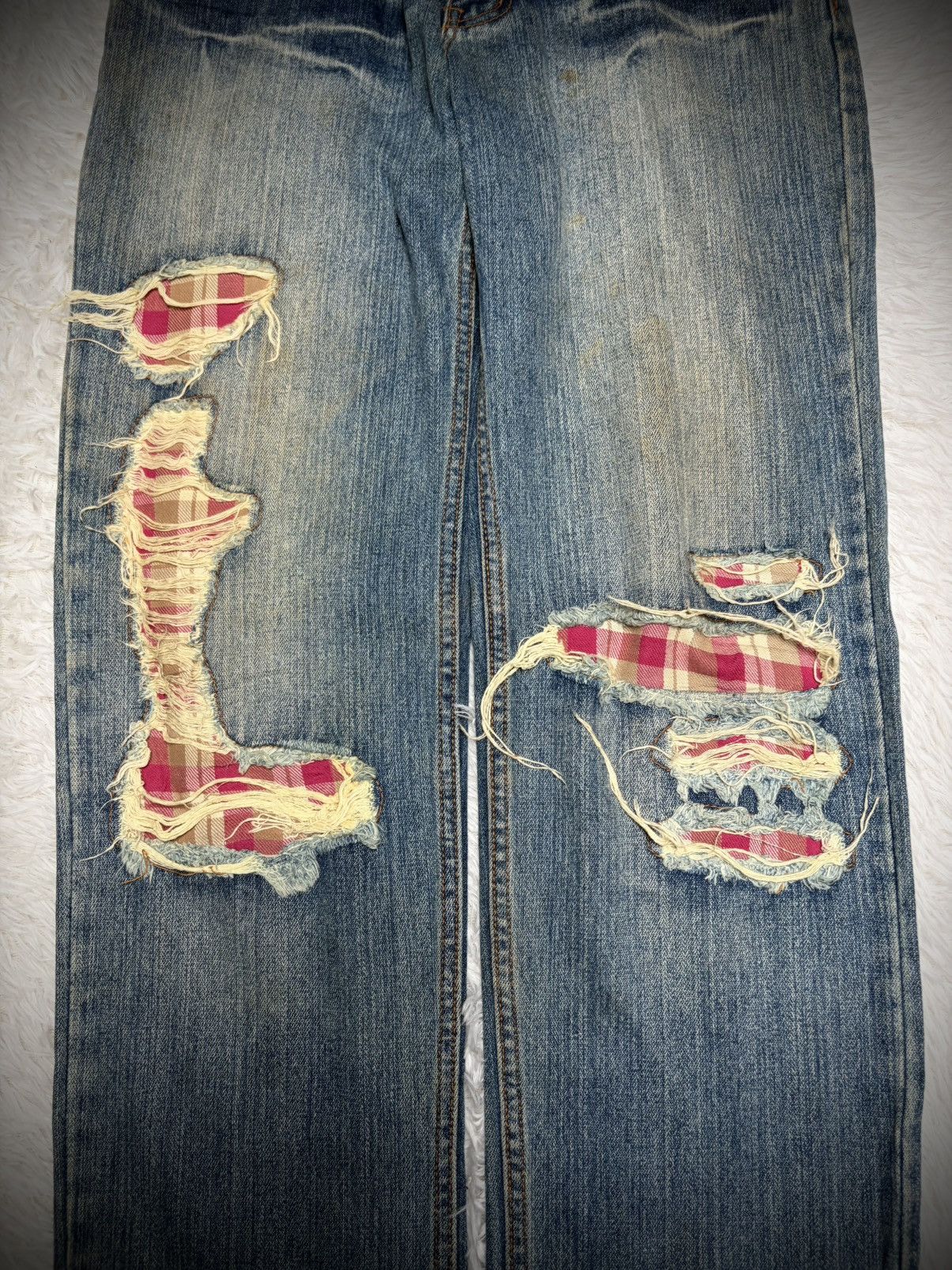Hysteric Glamour 2000s Japanese Label tartans punk distressed ripped jeans Size US 30 / EU 46 - 2 Thumbnail