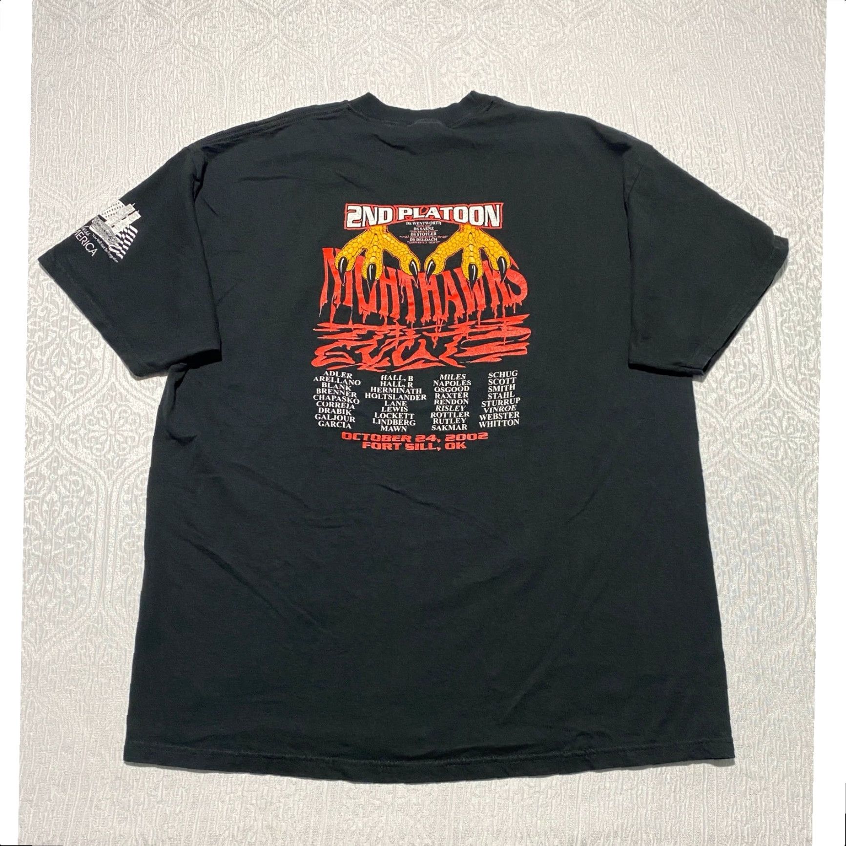 Hanes VINTAGE Hanes Heavyweight T-Shirt Fort Sill OK 2nd Platoon Nighthawks Military Black XL Crew Neck Short Sleeve Graphic Print Double-Sided USA Size US XL / EU 56 / 4 - 2 Thumbnail