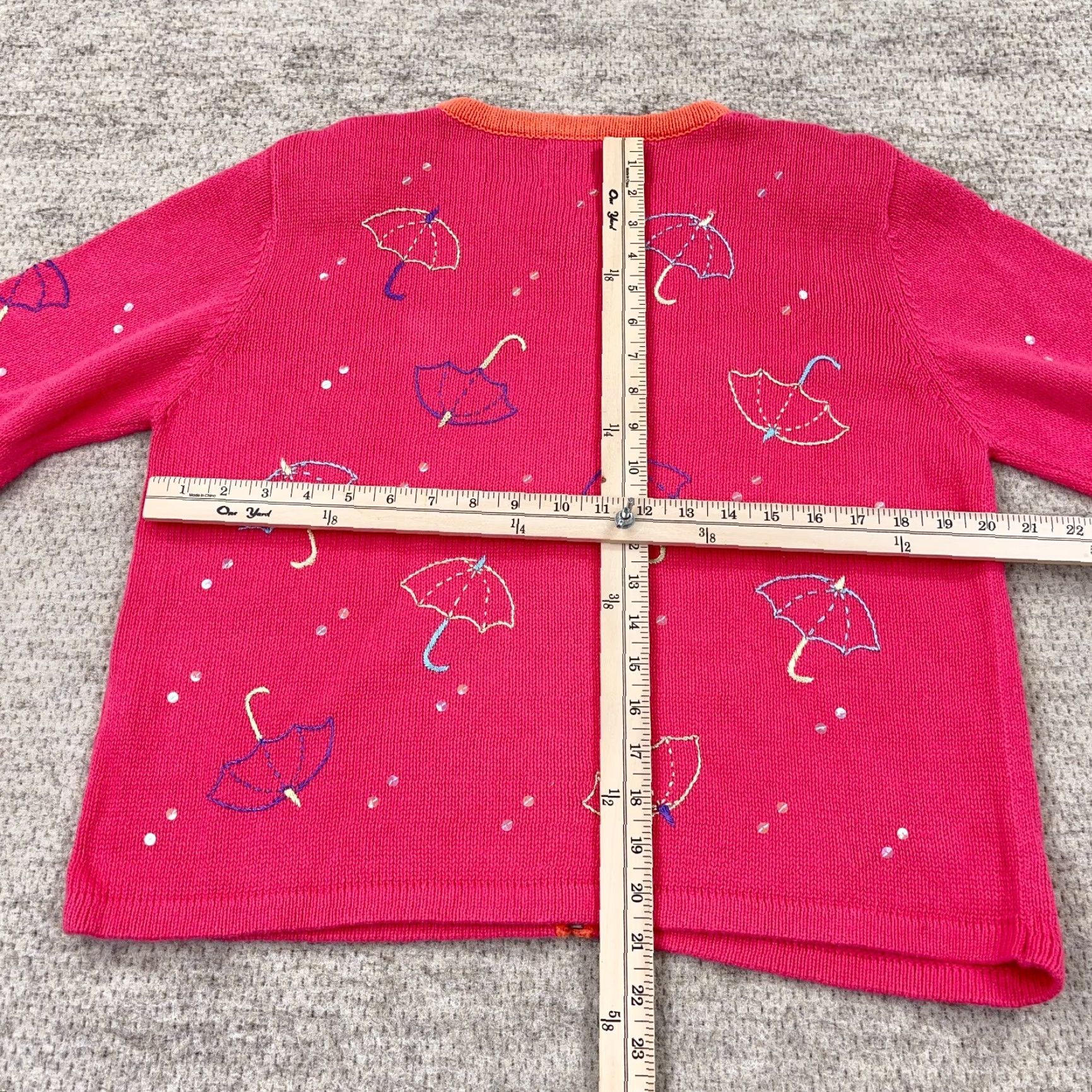 Vintage VINTAGE Christopher & Banks Cardigan Sweater Women M Pink Umbrella Full Zip Geometric Knit Pattern 90s/Classic Indoor Outdoor Casual Size M / US 6-8 / IT 42-44 - 7 Thumbnail