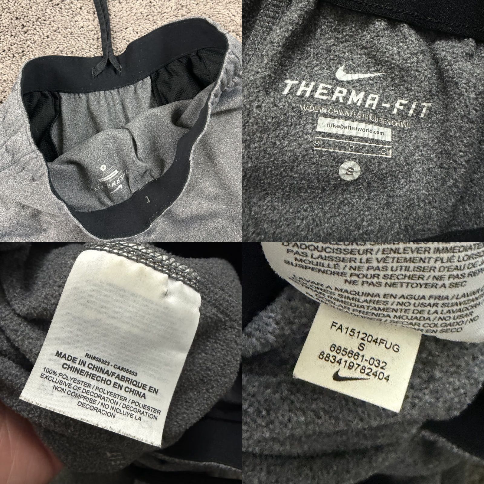 Nike Nike Therma Sweatpants Mens S Gray Fleece Drawstring Zip Ankle Breathable Pockets Gym & Training Running Sweatpants Mens Socks? Size US 30 / EU 46 - 9 Thumbnail