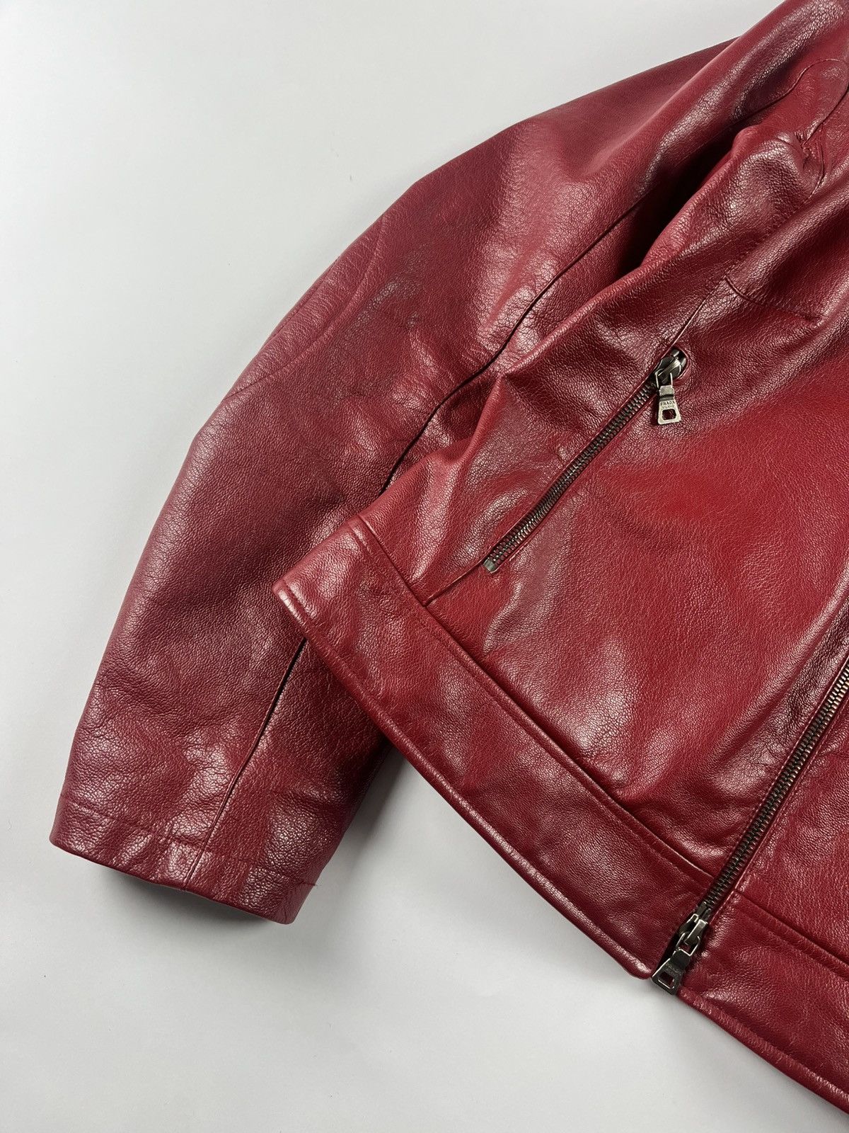 Prada Prada Padded Elbows Red Leather Motor Jacket SS 2000 Size S / US 4 / IT 40 - 5 Thumbnail