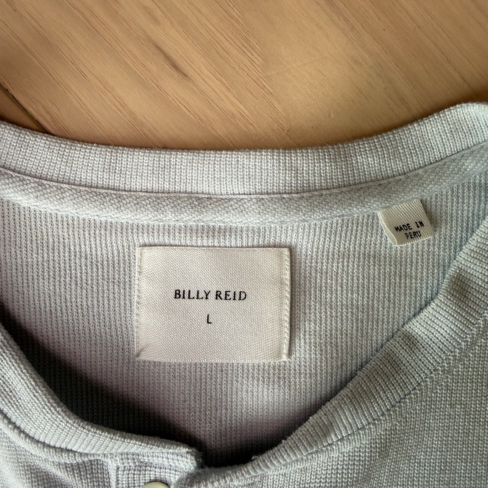 Billy Reid Billy Reid Henley Shirt L Gray Blue Tint Long Sleeve Cotton Size US L / EU 52-54 / 3 - 8 Thumbnail