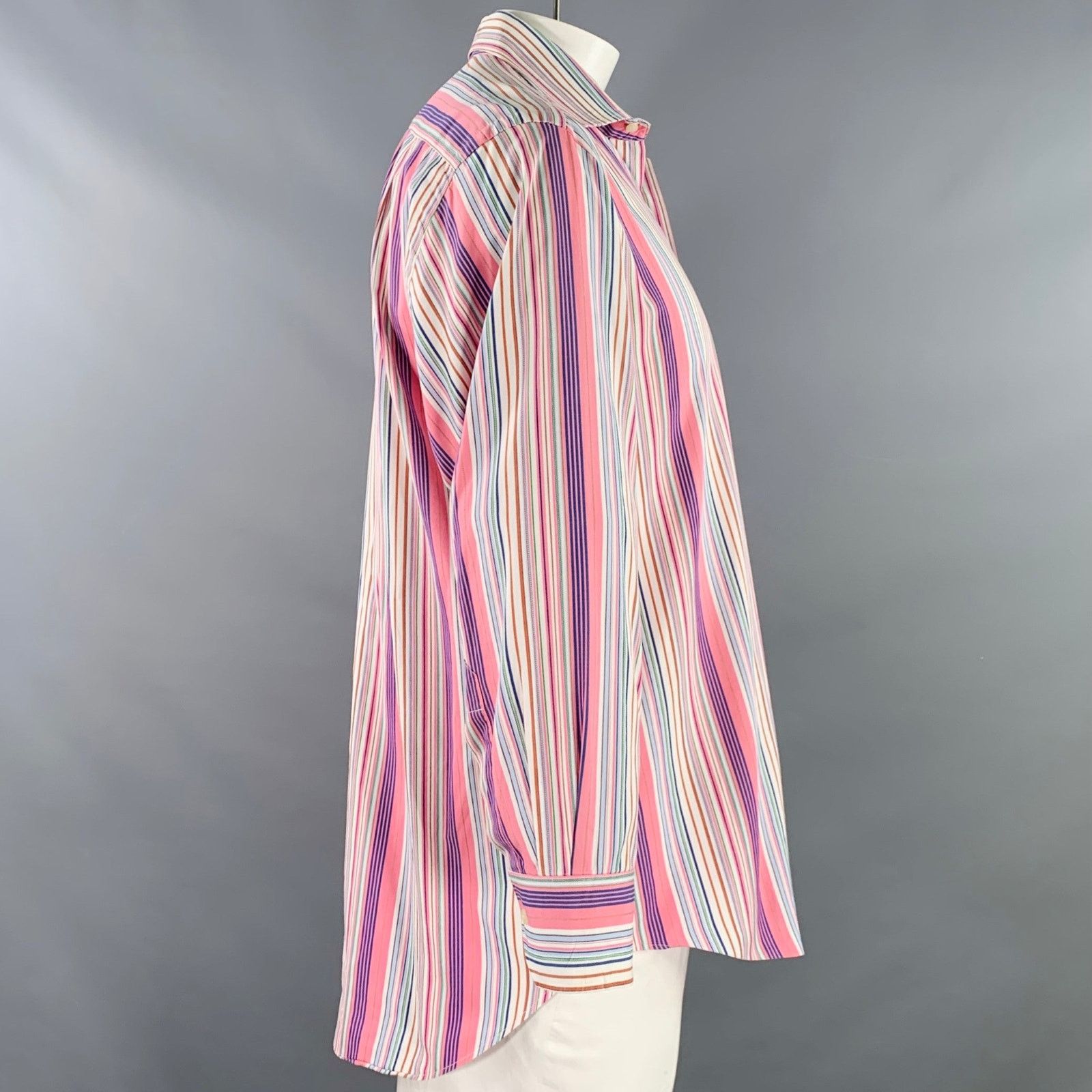 Etro Multi Color Stripe Cotton Spread Collar Long Sleeve Shirt Size US XS / EU 42 / 0 - 3 Thumbnail