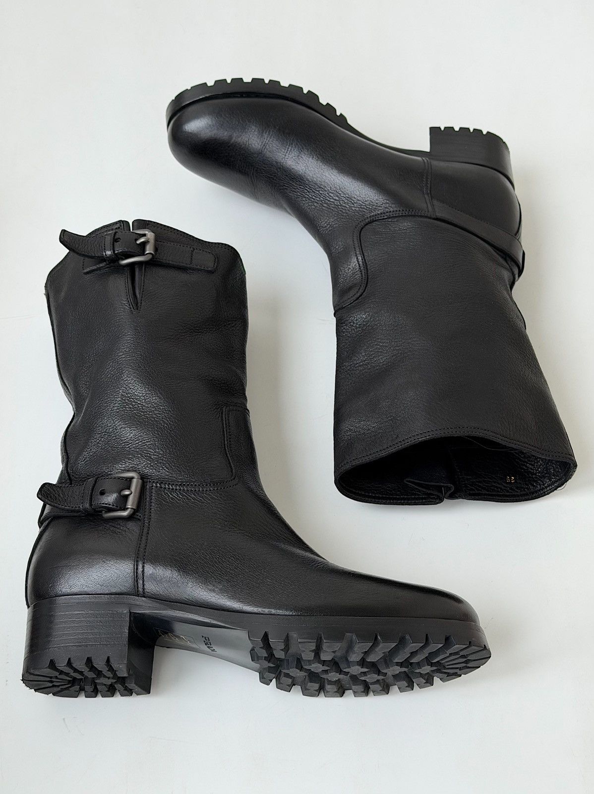 Prada PRADA FW 2014 Biker Buckle Leather Boots miu miu runway logo Size US 9 / IT 39 - 1 Thumbnail