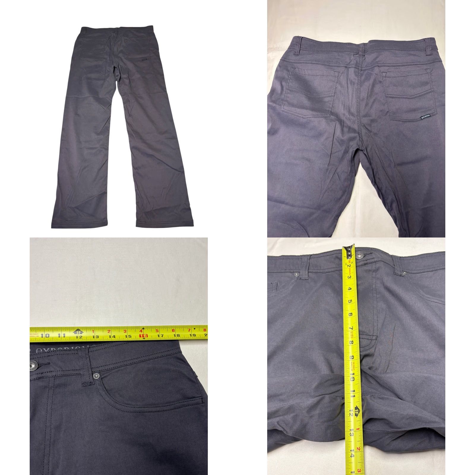Prana prAna Slim Fit Mens Khakis Pants Size 36 32 Charcoal Gray Nylon Spandex 5-Pocket Design Zipper Button Straight Leg Flat Front Casual Workwear Men Size US 36 / EU 52 - 8 Thumbnail